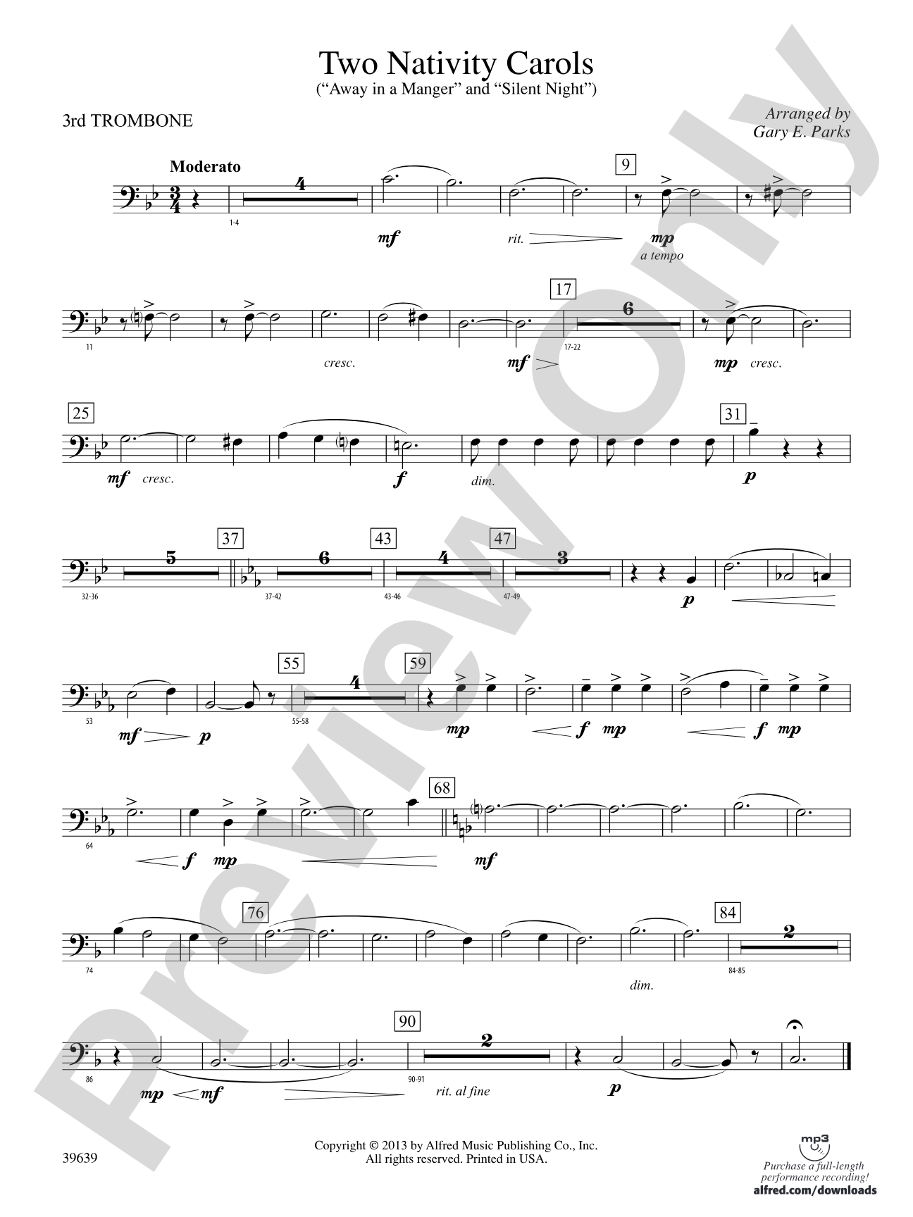 Two Nativity Carols: 3rd Trombone