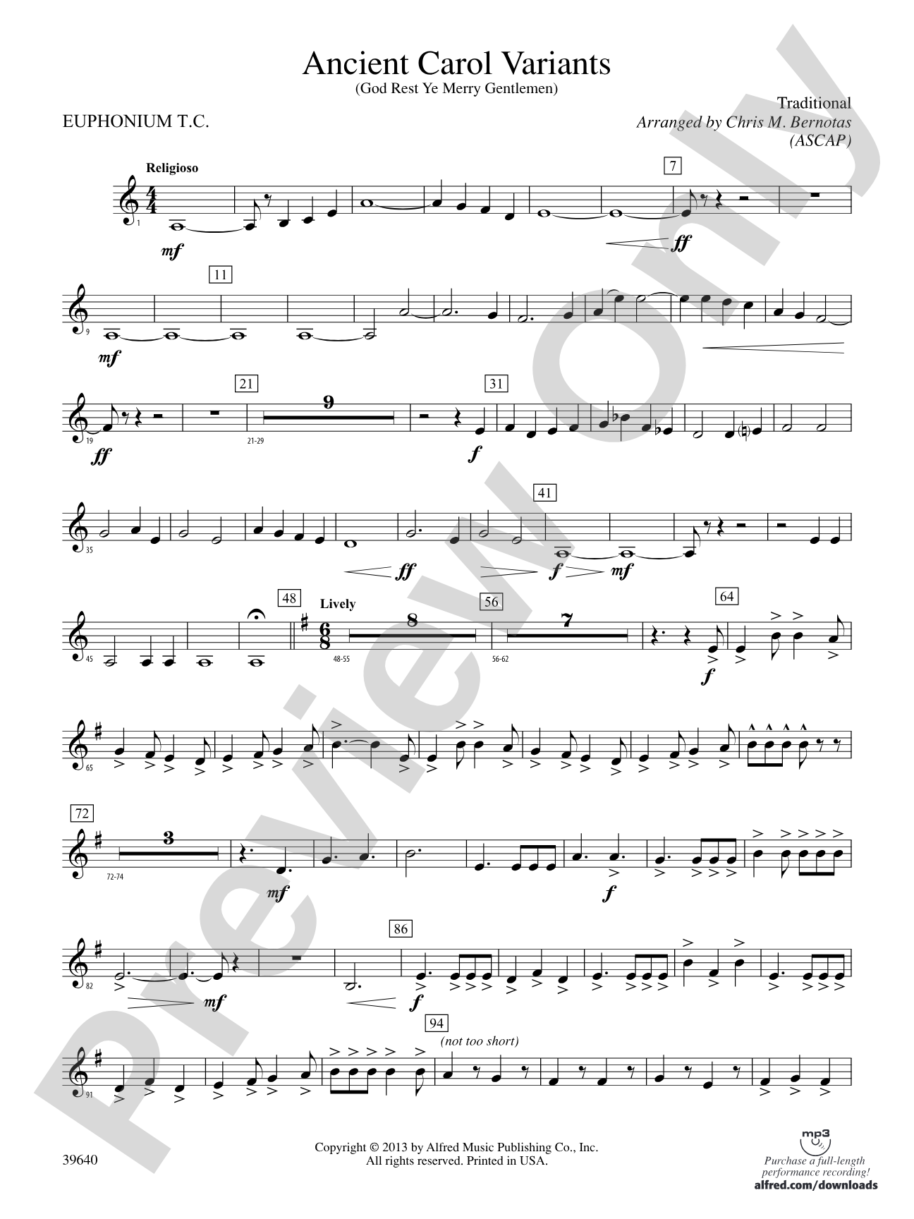 Ancient Carol Variants: Baritone T.C.