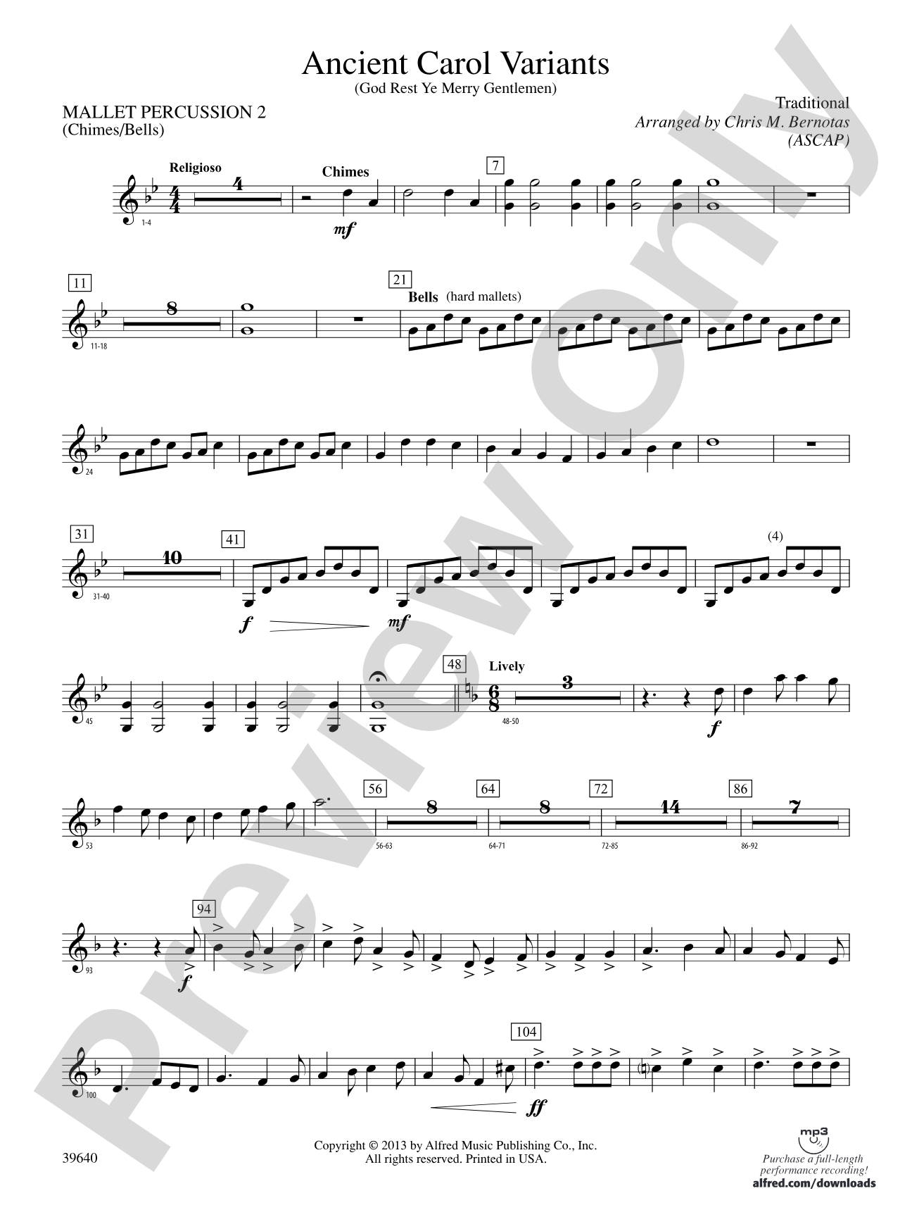 Ancient Carol Variants: 2nd Mallet Percussion