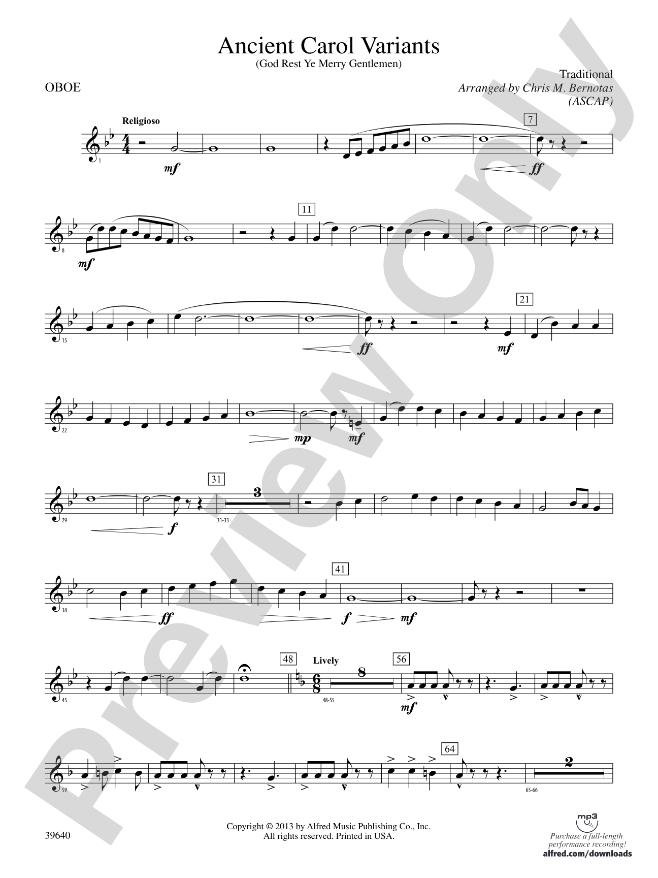 Ancient Carol Variants: Oboe