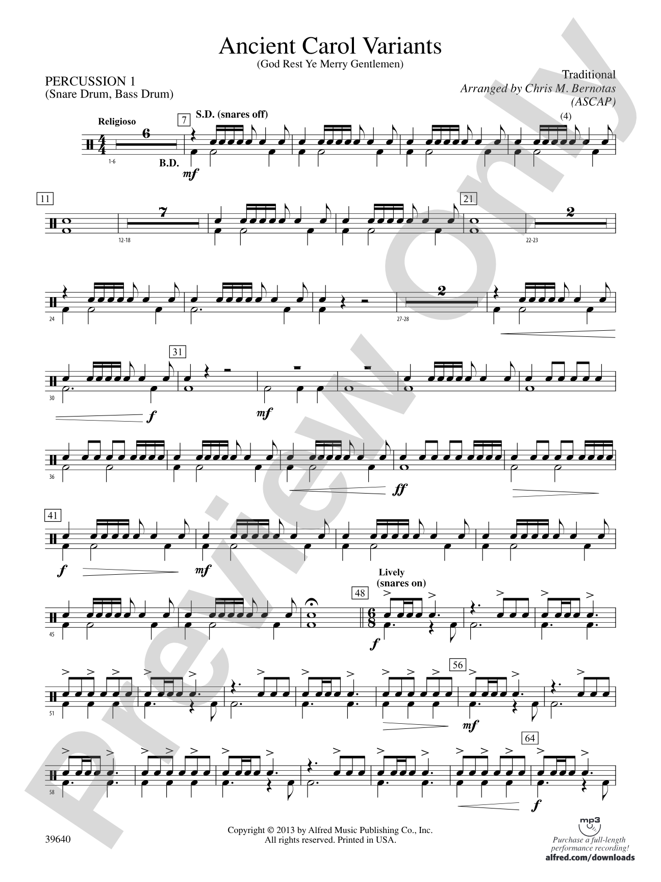 Ancient Carol Variants: 1st Percussion