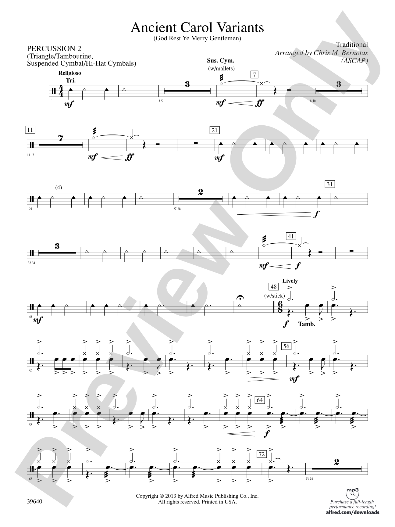 Ancient Carol Variants: 2nd Percussion