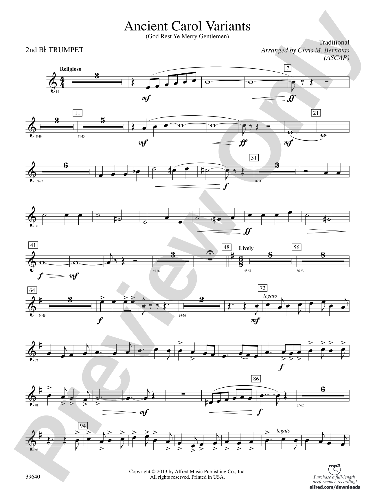 Ancient Carol Variants: 2nd B-flat Trumpet