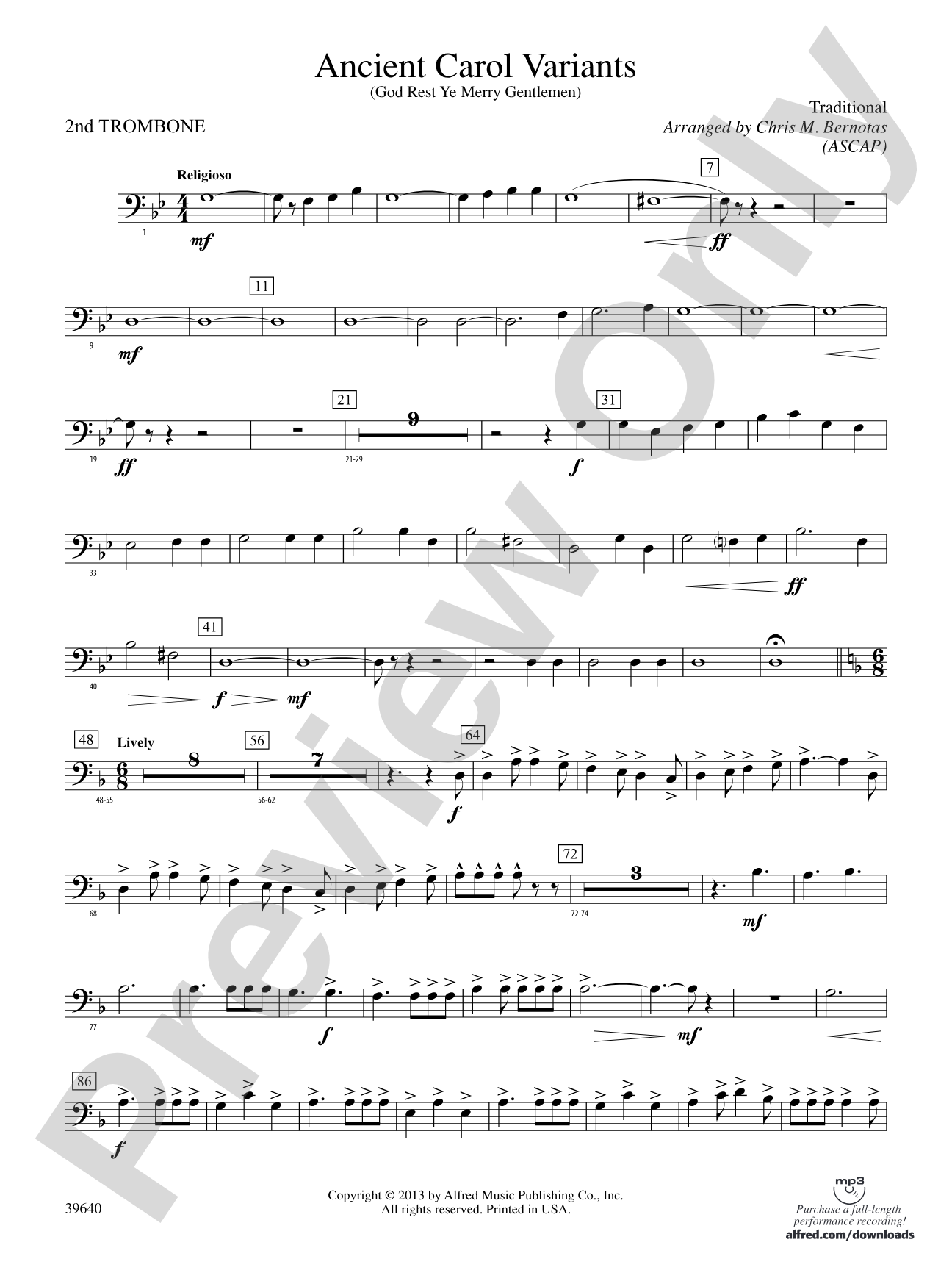Ancient Carol Variants: 2nd Trombone