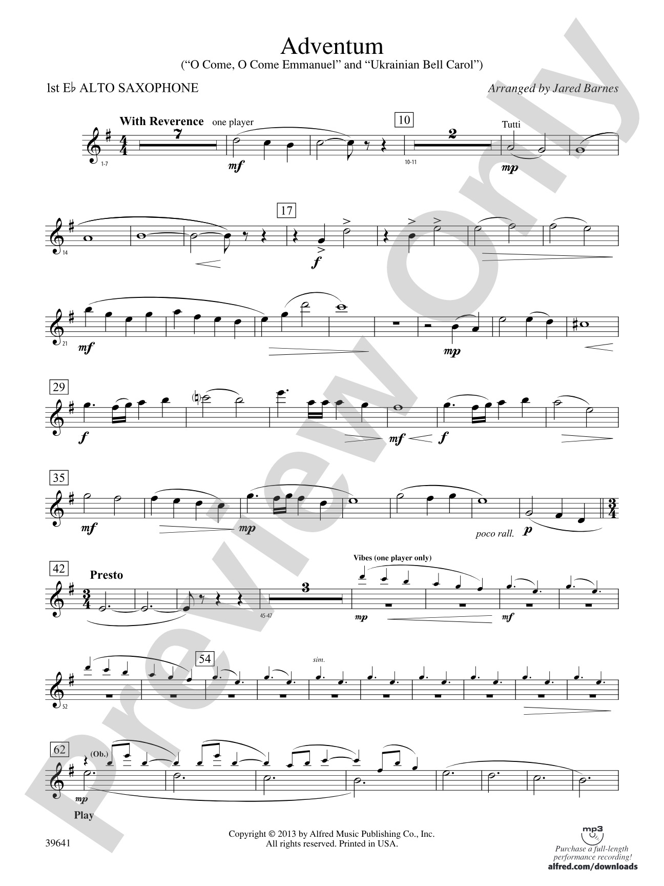 Adventum: E-flat Alto Saxophone