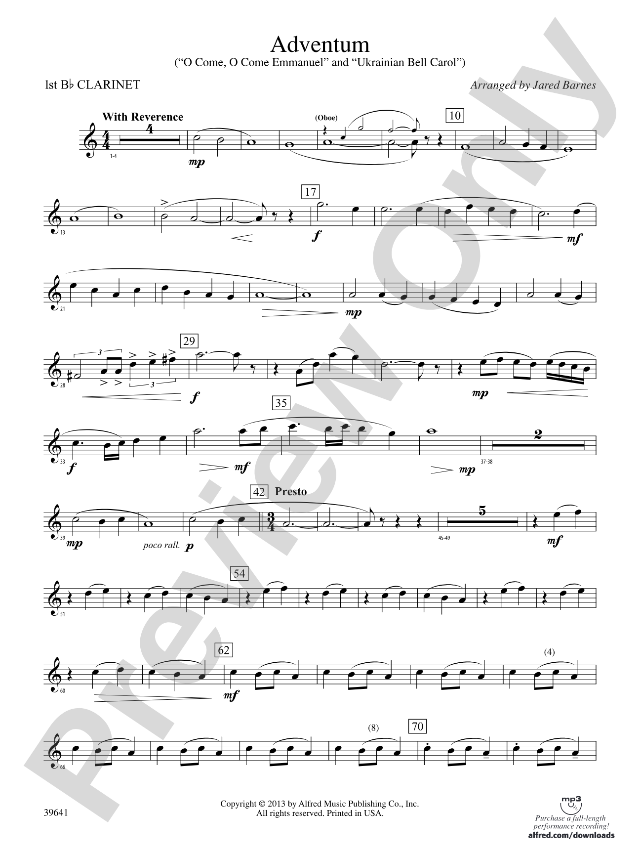 Adventum: 1st B-flat Clarinet
