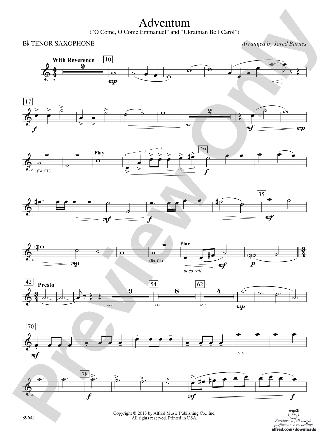 Adventum: B-flat Tenor Saxophone