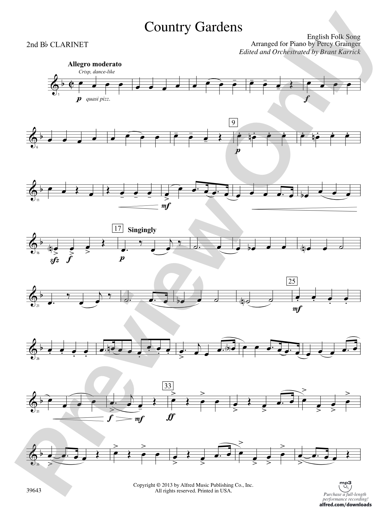 Country Gardens: 2nd B-flat Clarinet