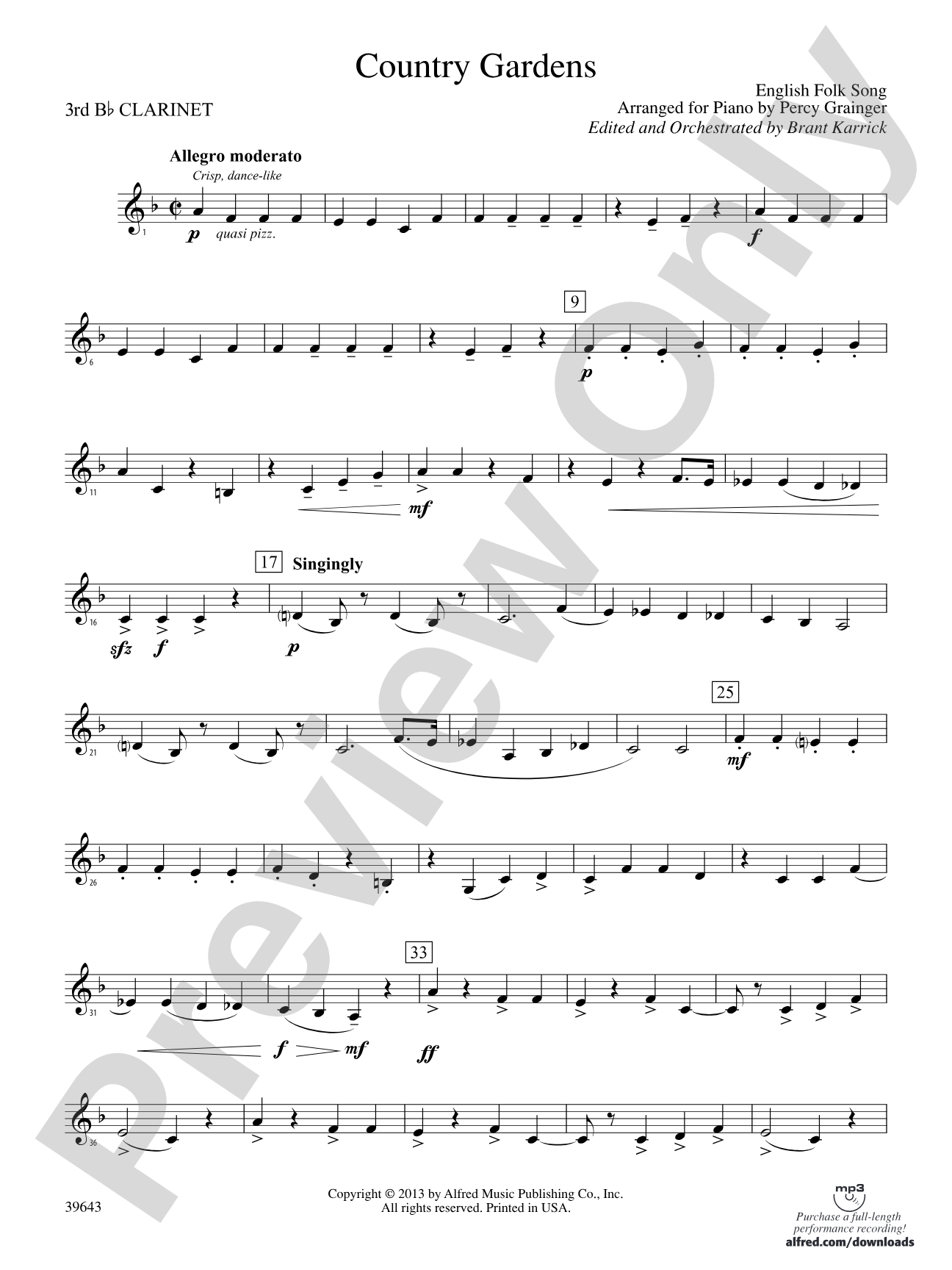 Country Gardens: 3rd B-flat Clarinet