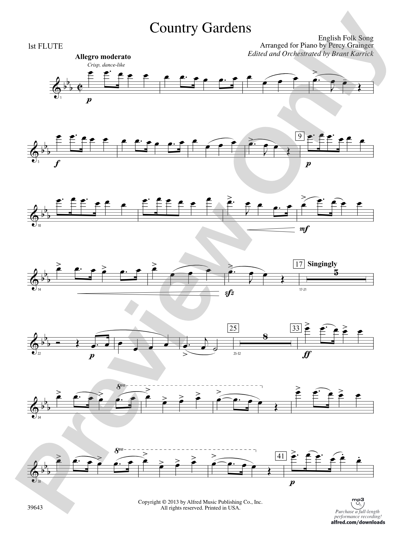 Country Gardens: Flute