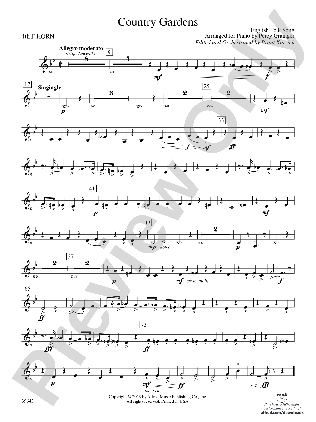 Country Gardens: 4th F Horn