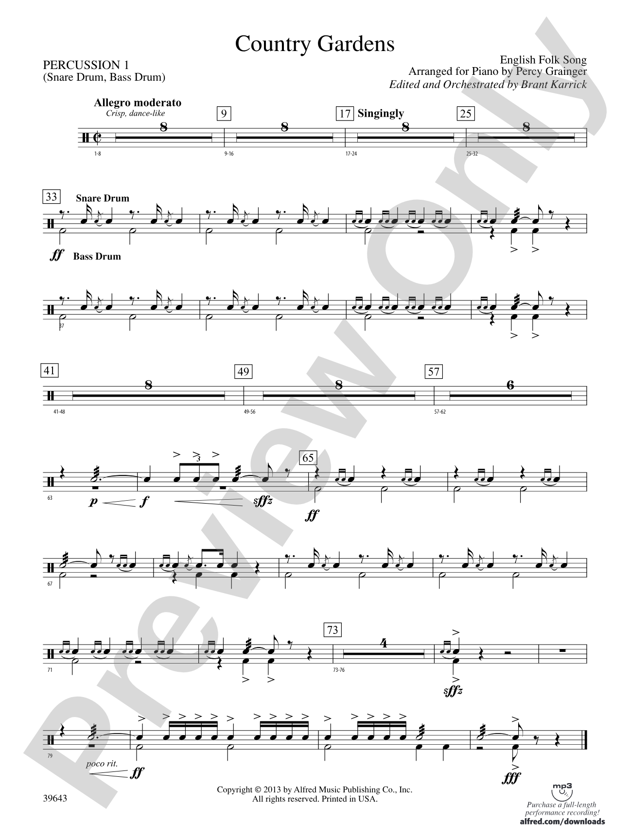 Country Gardens: 1st Percussion