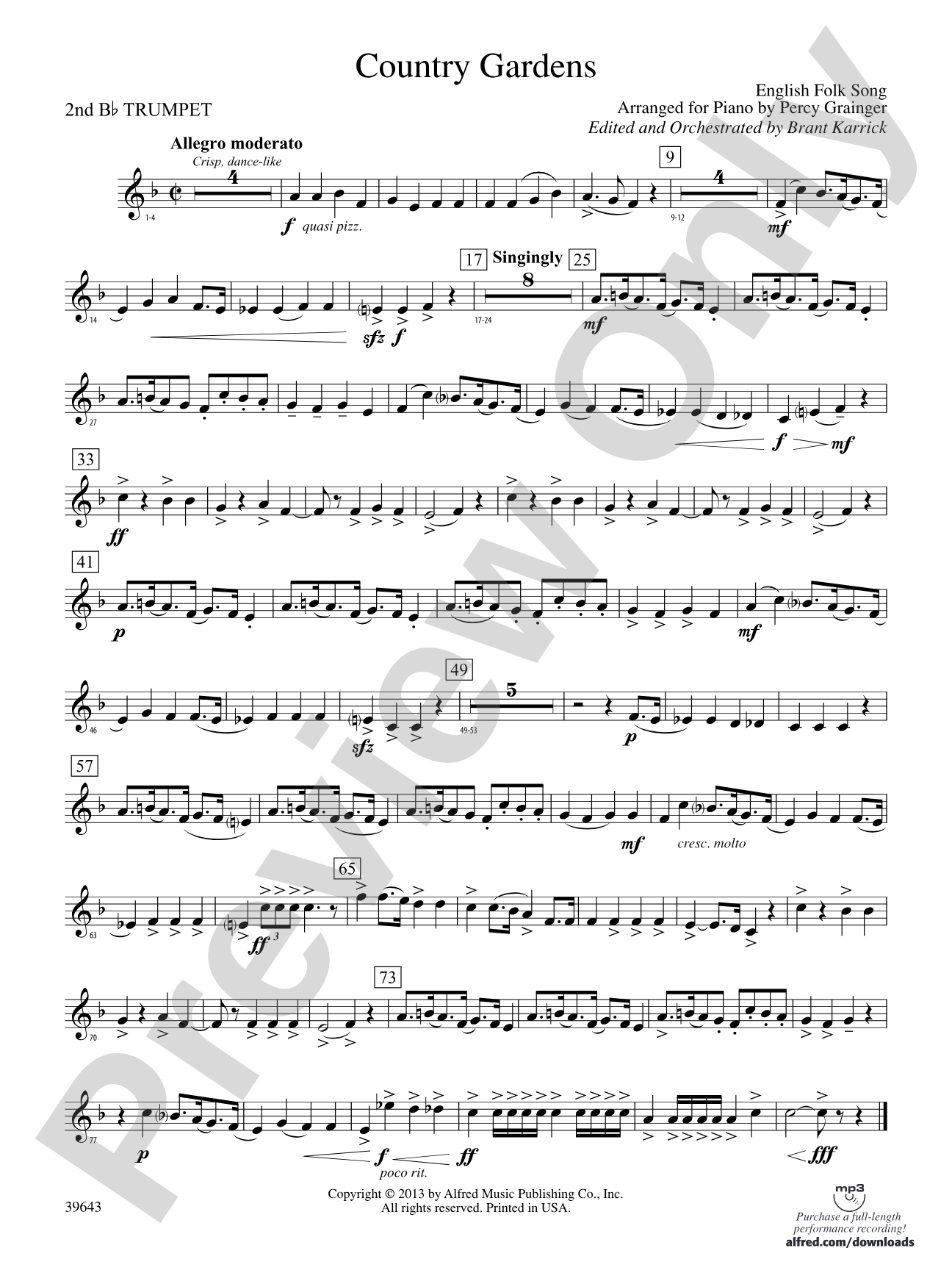 Country Gardens: 2nd B-flat Trumpet