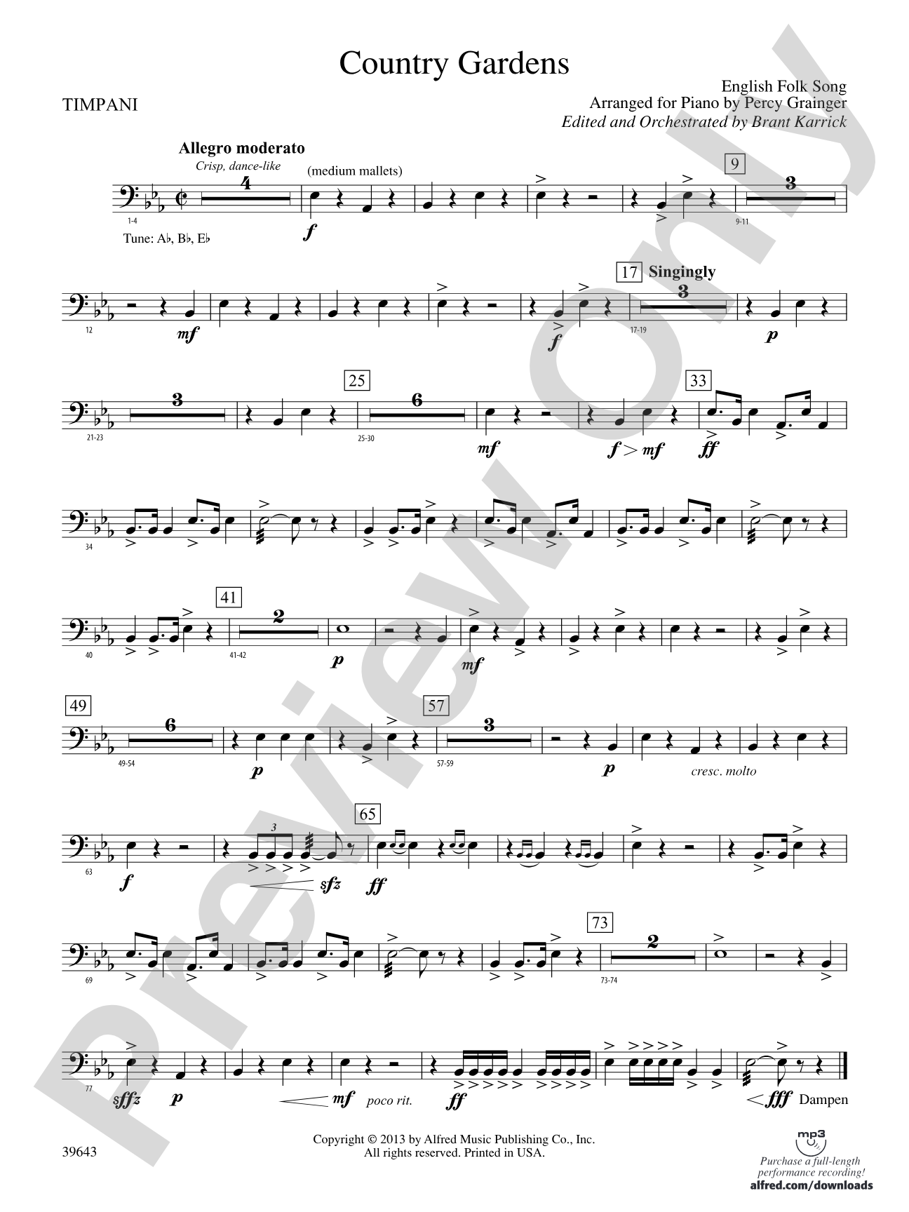 Country Gardens: Timpani