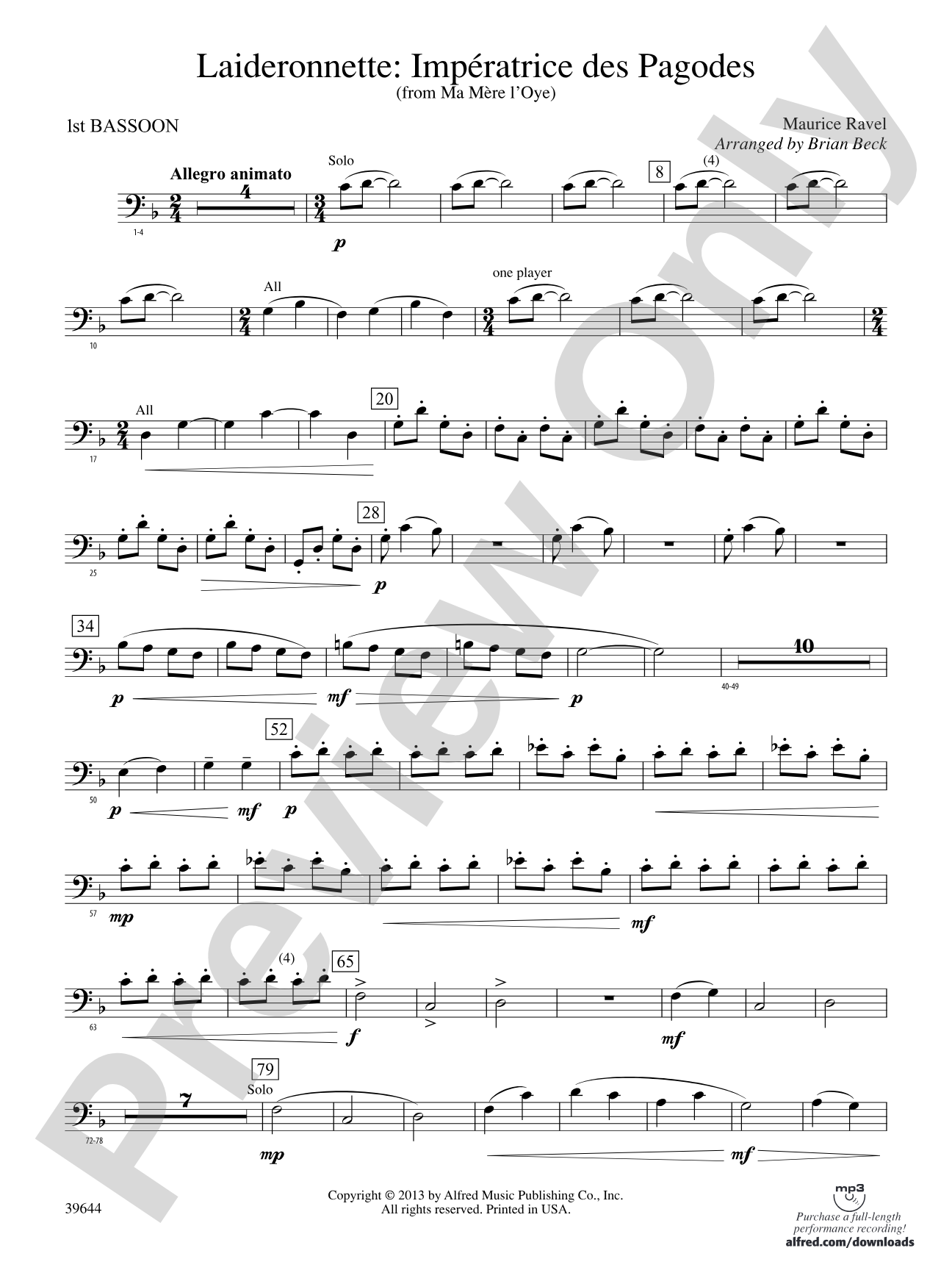 Laideronnette: Impératrice des Pagodes (from Ma mère l'oye ): Bassoon