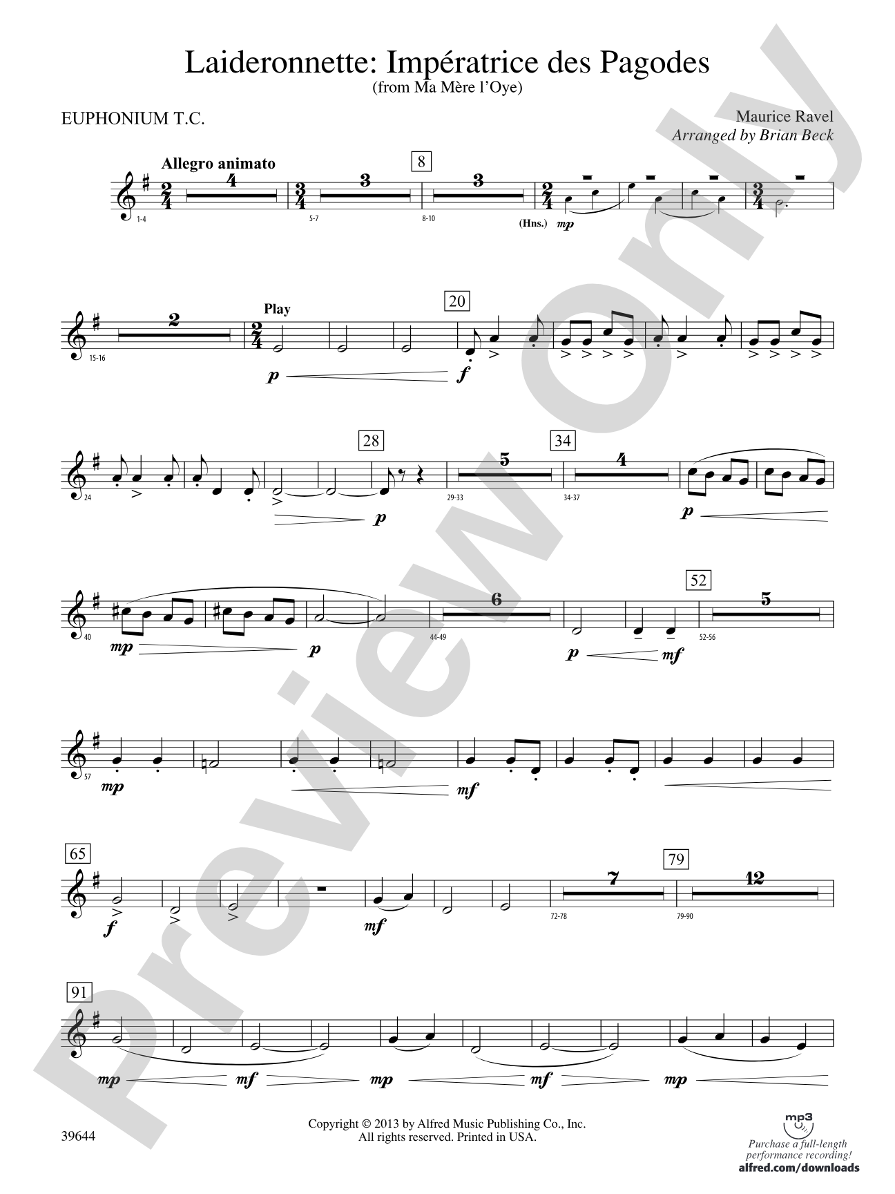 Laideronnette: Impératrice des Pagodes (from Ma mère l'oye ): Baritone T.C.