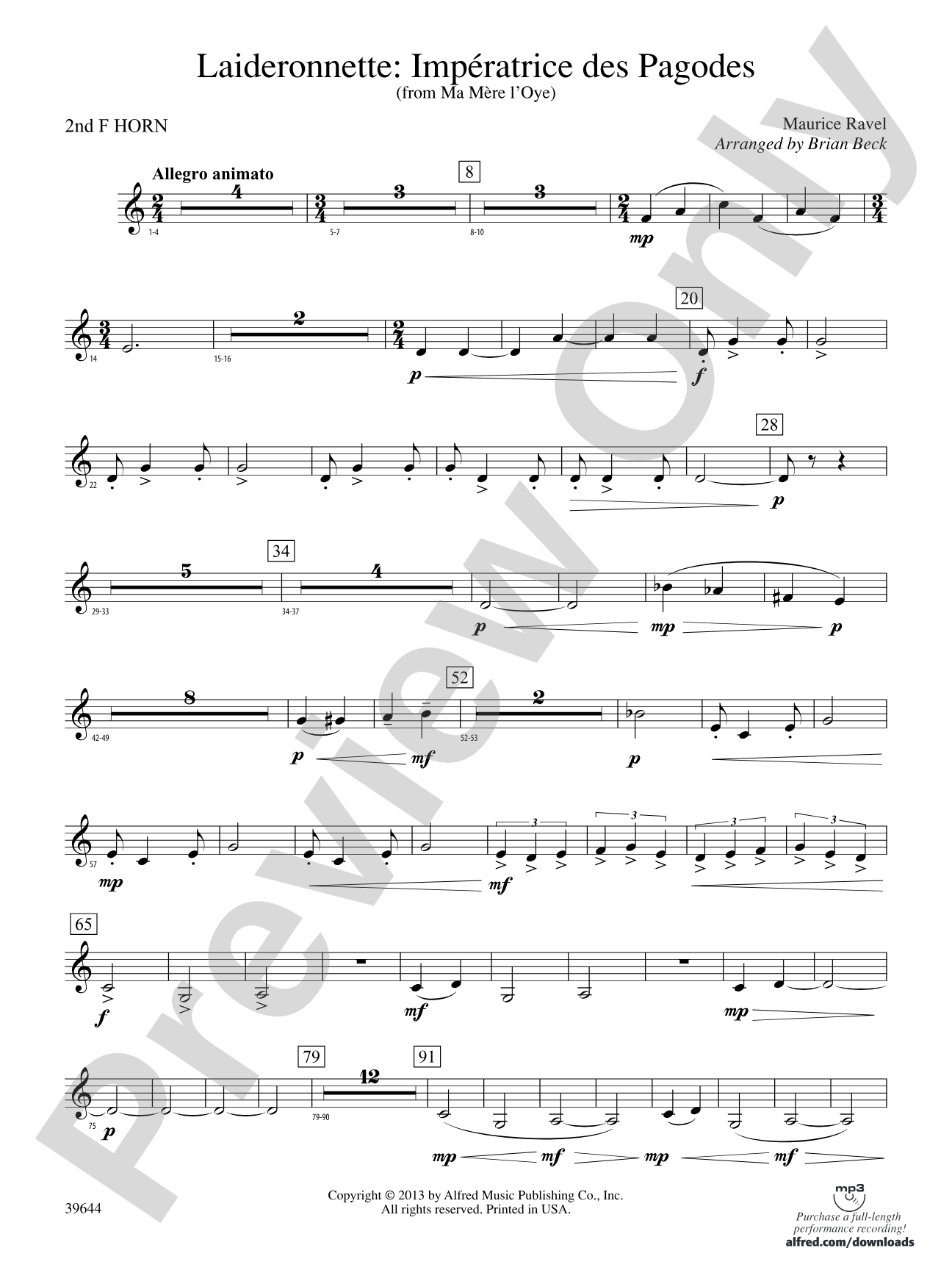 Laideronnette: Impératrice des Pagodes (from Ma mère l'oye ): 2nd F Horn