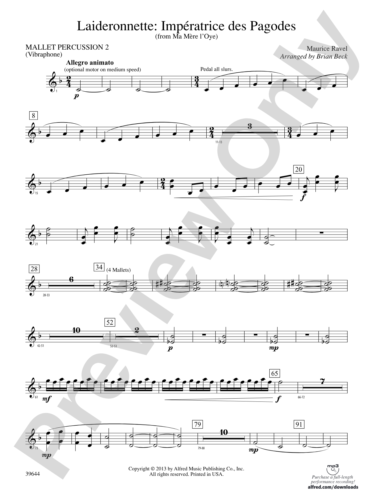 Laideronnette: Impératrice des Pagodes (from Ma mère l'oye ): 2nd Mallet Percussion