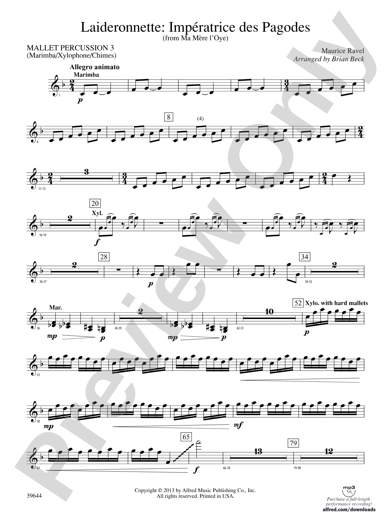 Laideronnette: Impératrice des Pagodes (from Ma mère l'oye ): 3rd Mallet Percussion