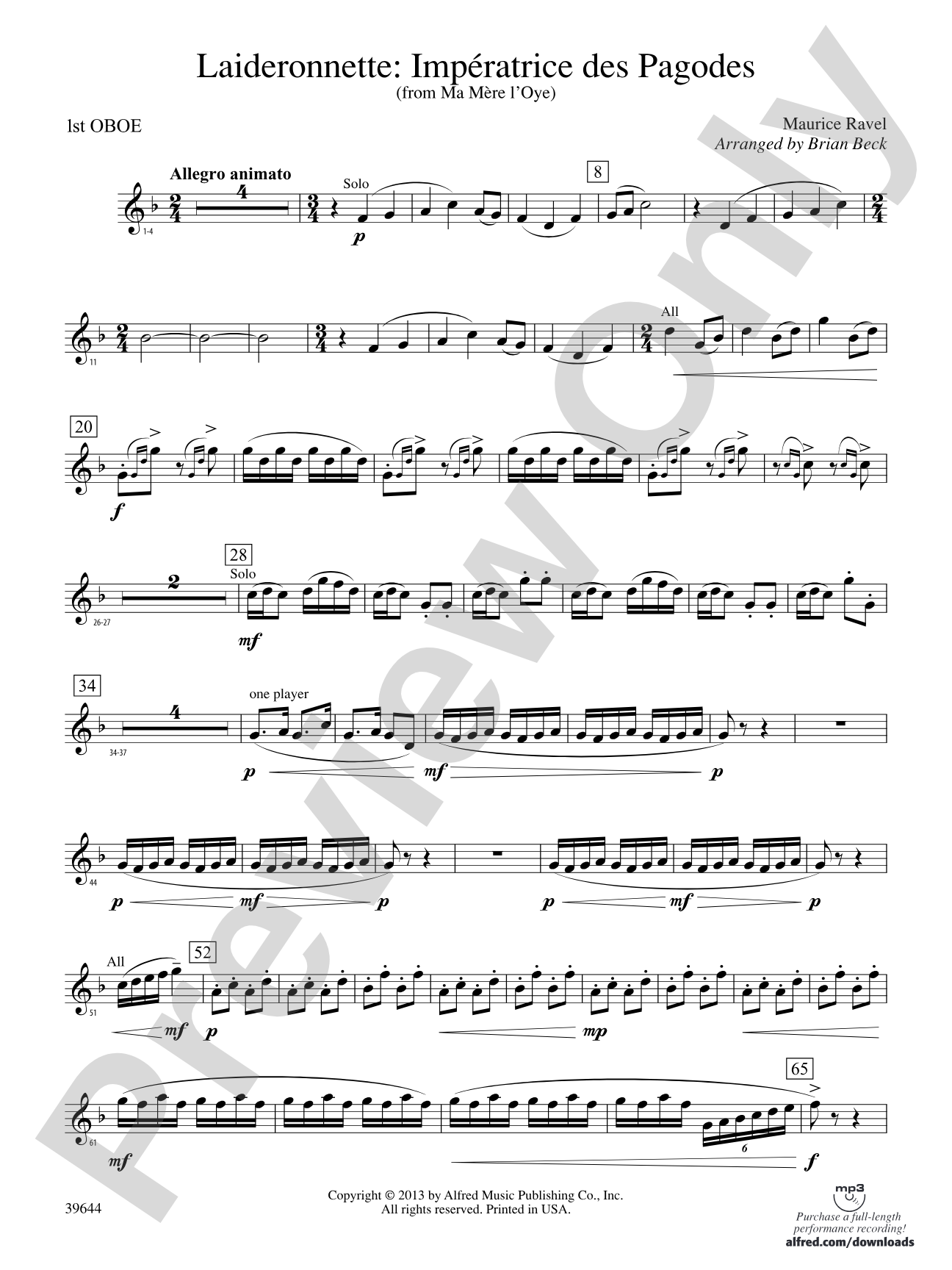 Laideronnette: Impératrice des Pagodes (from Ma mère l'oye ): Oboe