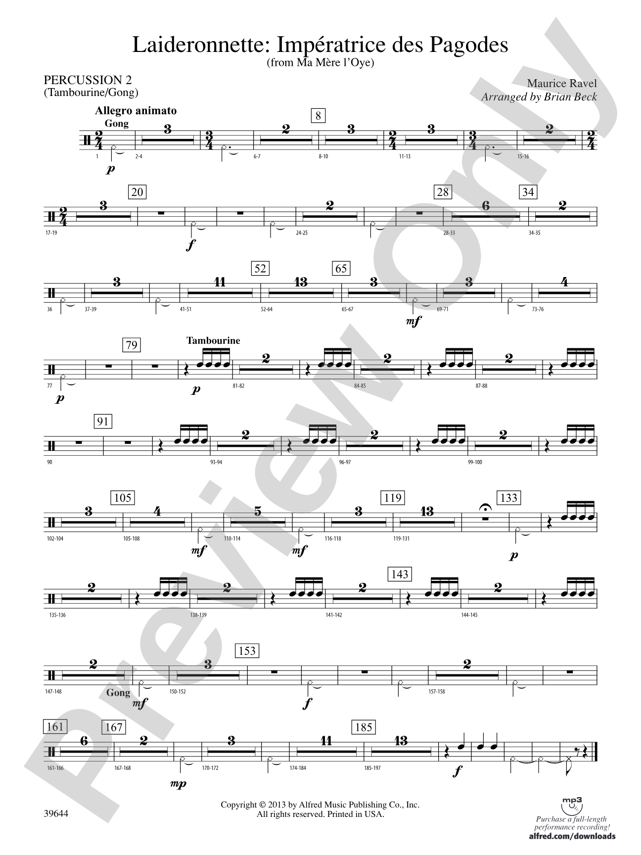 Laideronnette: Impératrice des Pagodes (from Ma mère l'oye ): 2nd Percussion