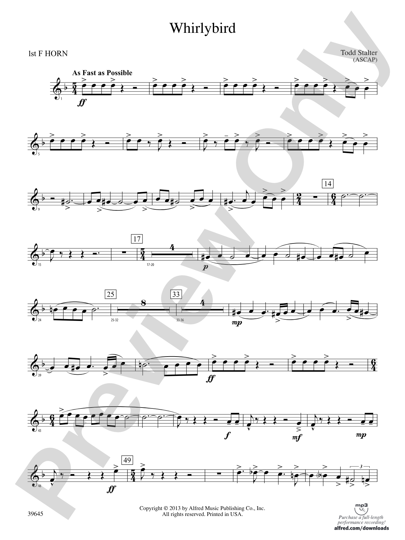 Whirlybird: 1st F Horn