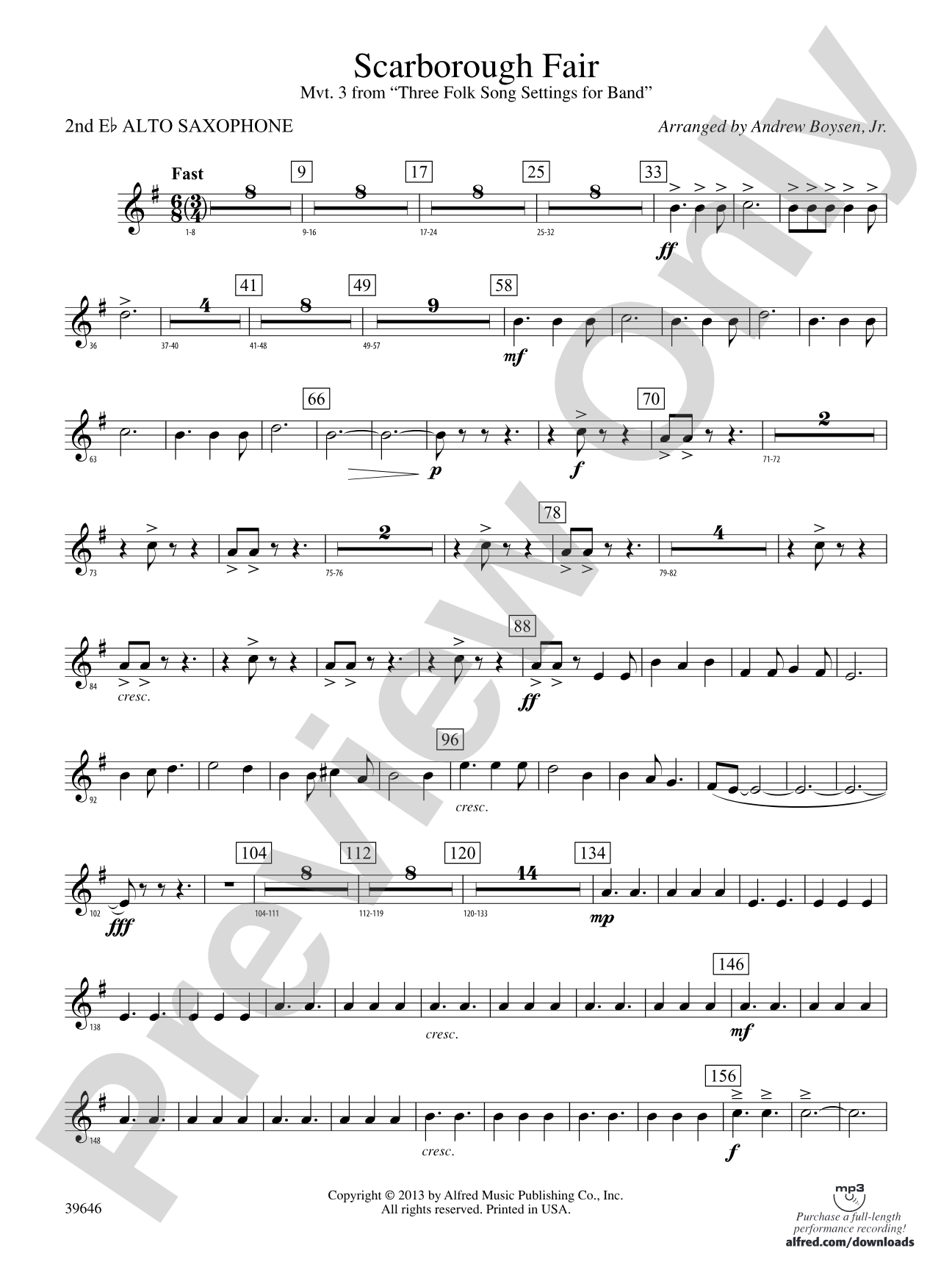 Scarborough Fair: 2nd E-flat Alto Saxophone