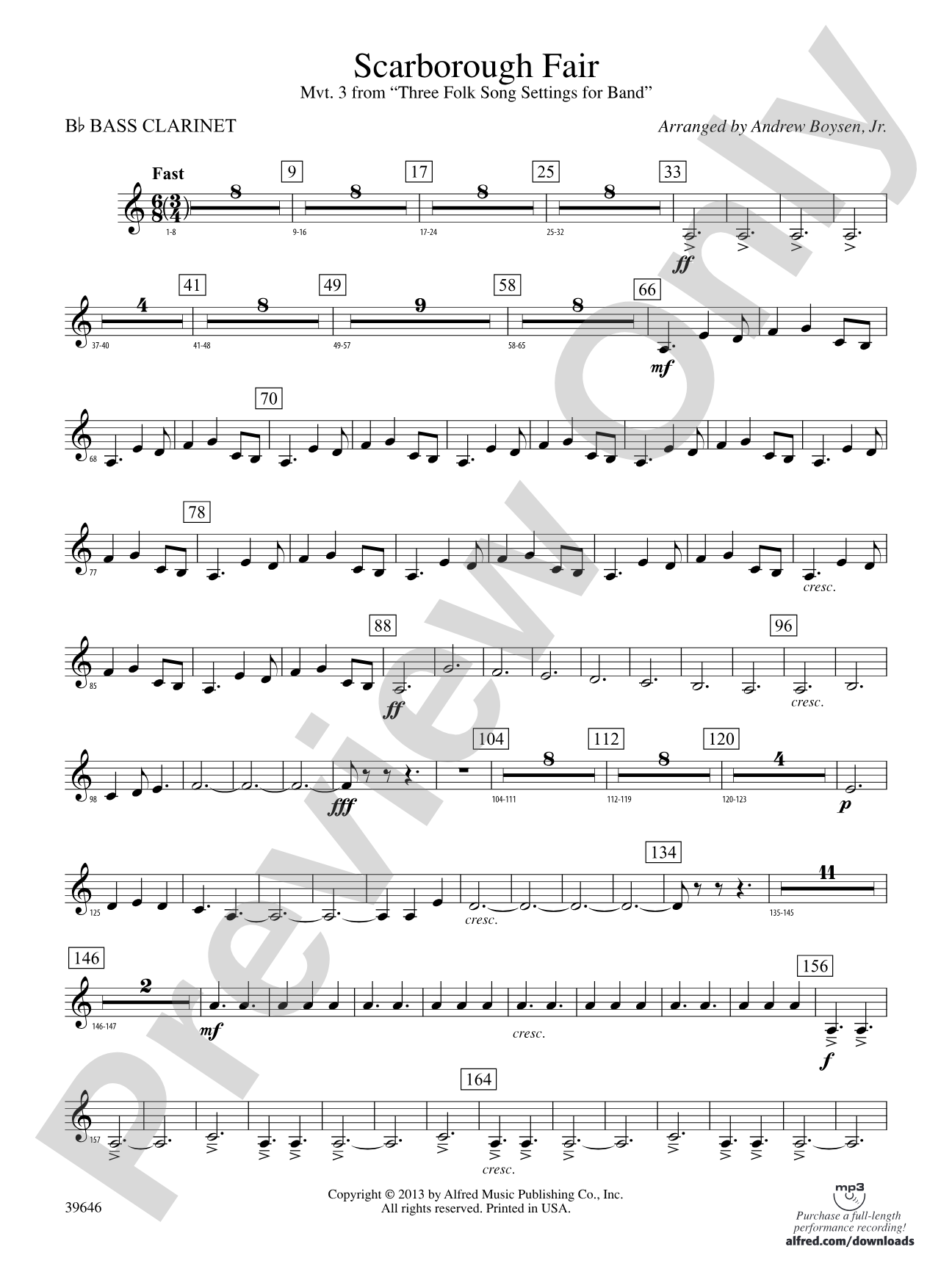 Scarborough Fair: B-flat Bass Clarinet
