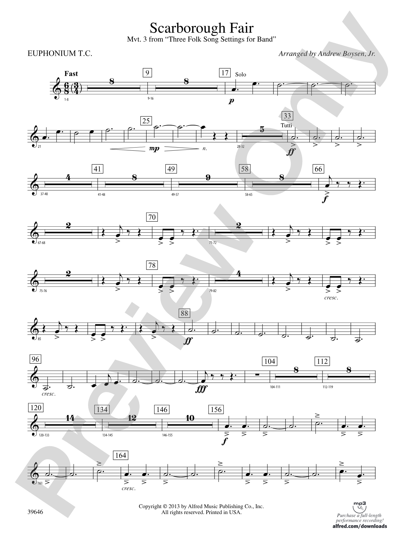 Scarborough Fair: Baritone T.C.