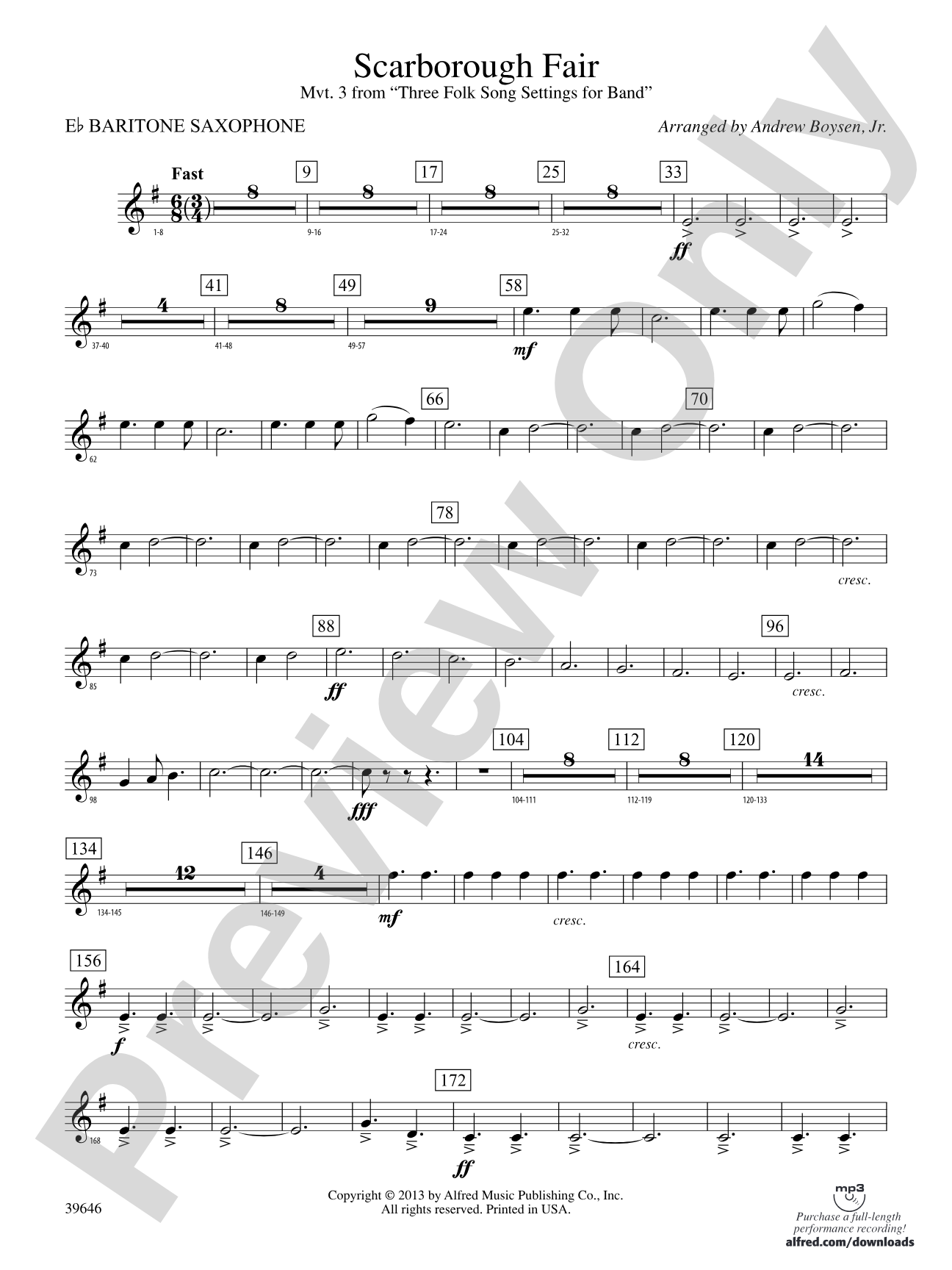 Scarborough Fair: E-flat Baritone Saxophone