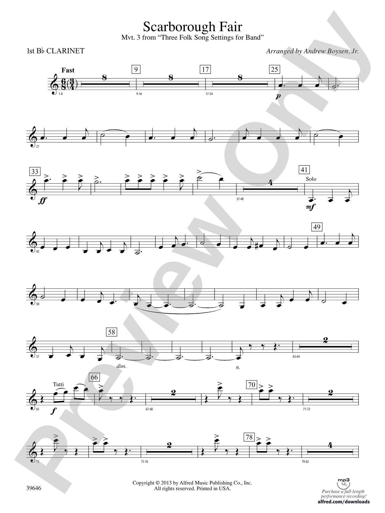Scarborough Fair: 1st B-flat Clarinet