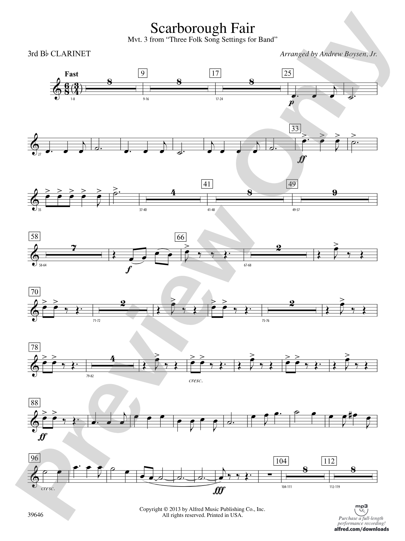 Scarborough Fair: 3rd B-flat Clarinet