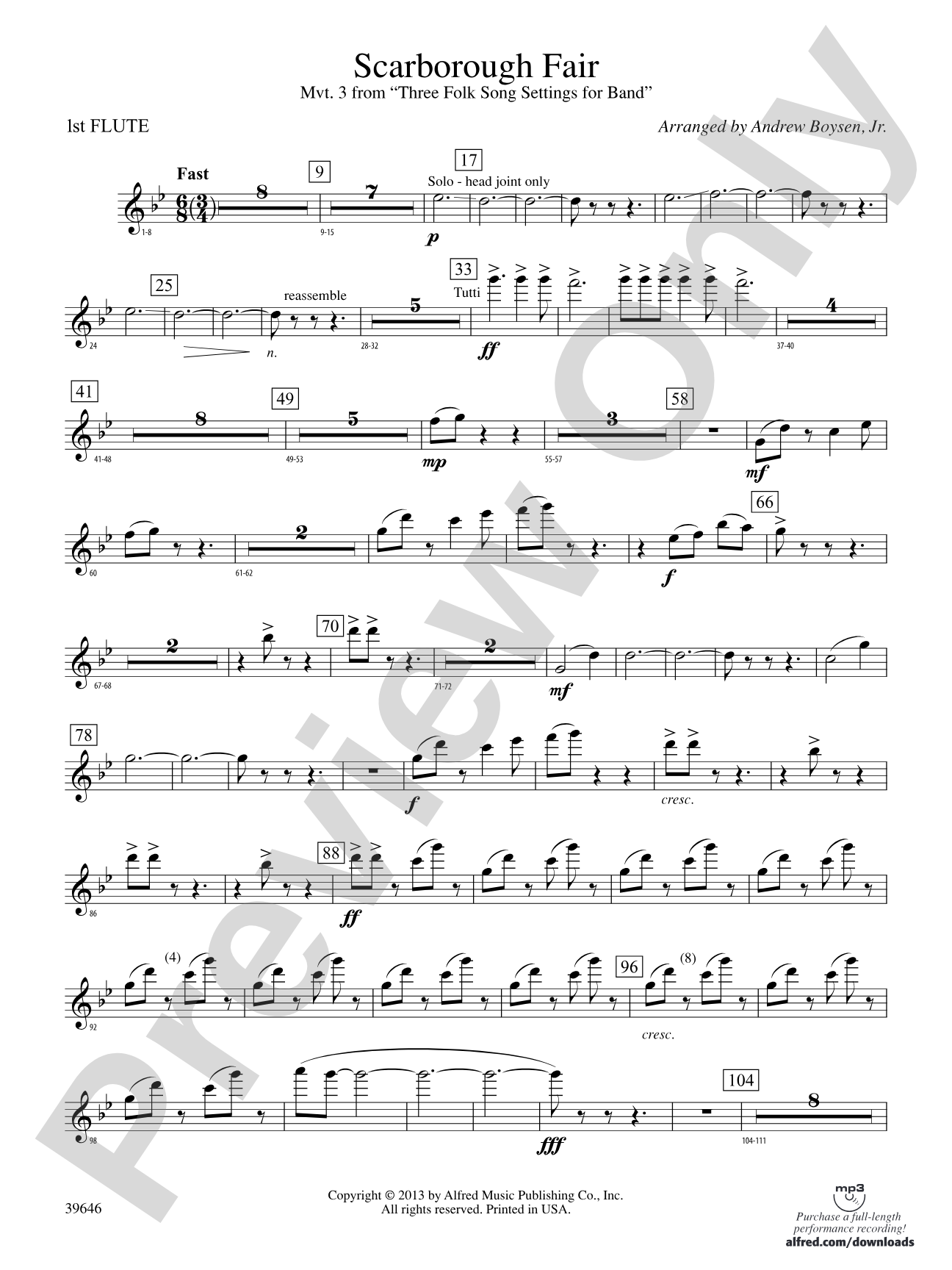 Scarborough Fair: Flute