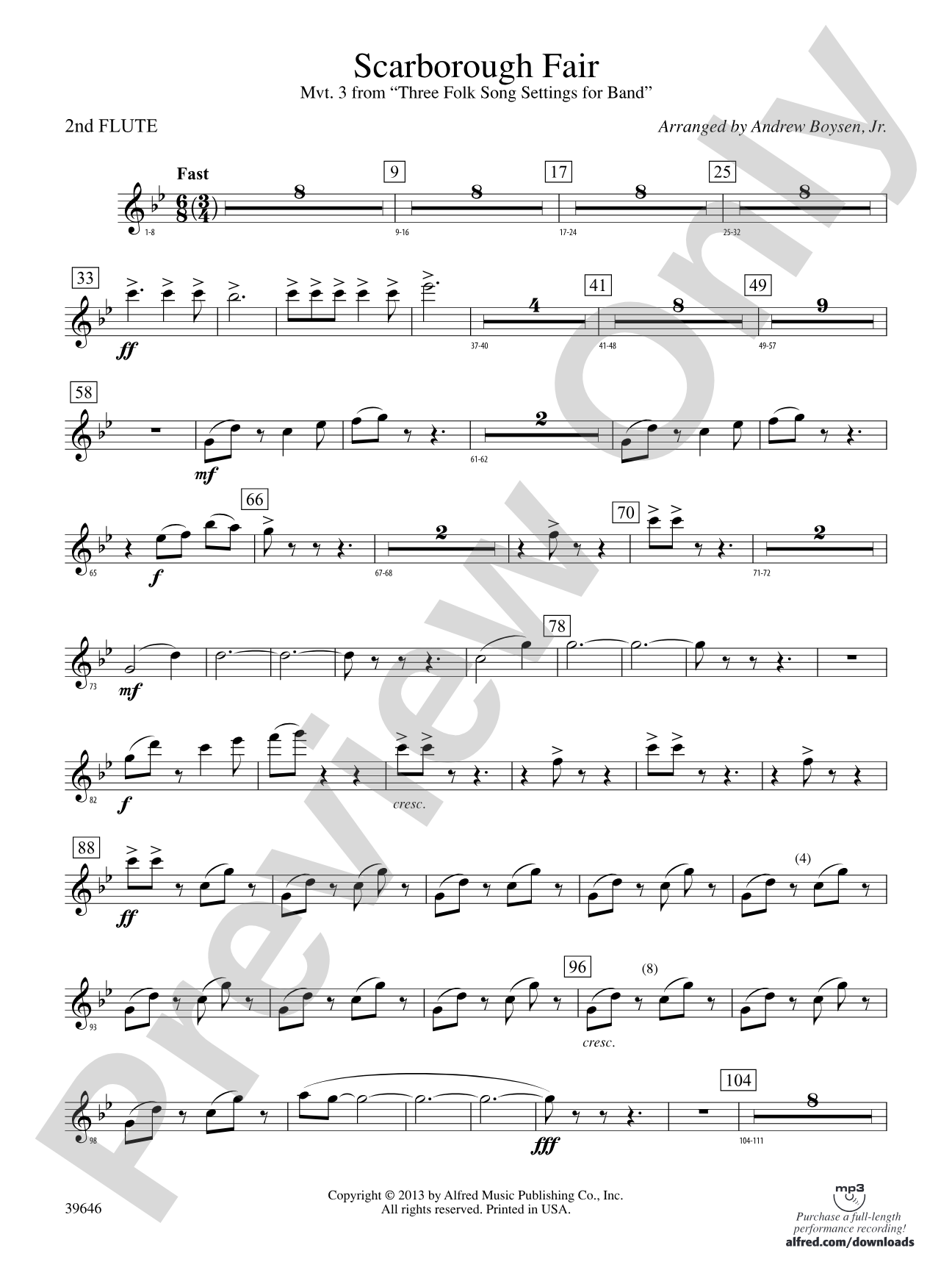 Scarborough Fair: 2nd Flute