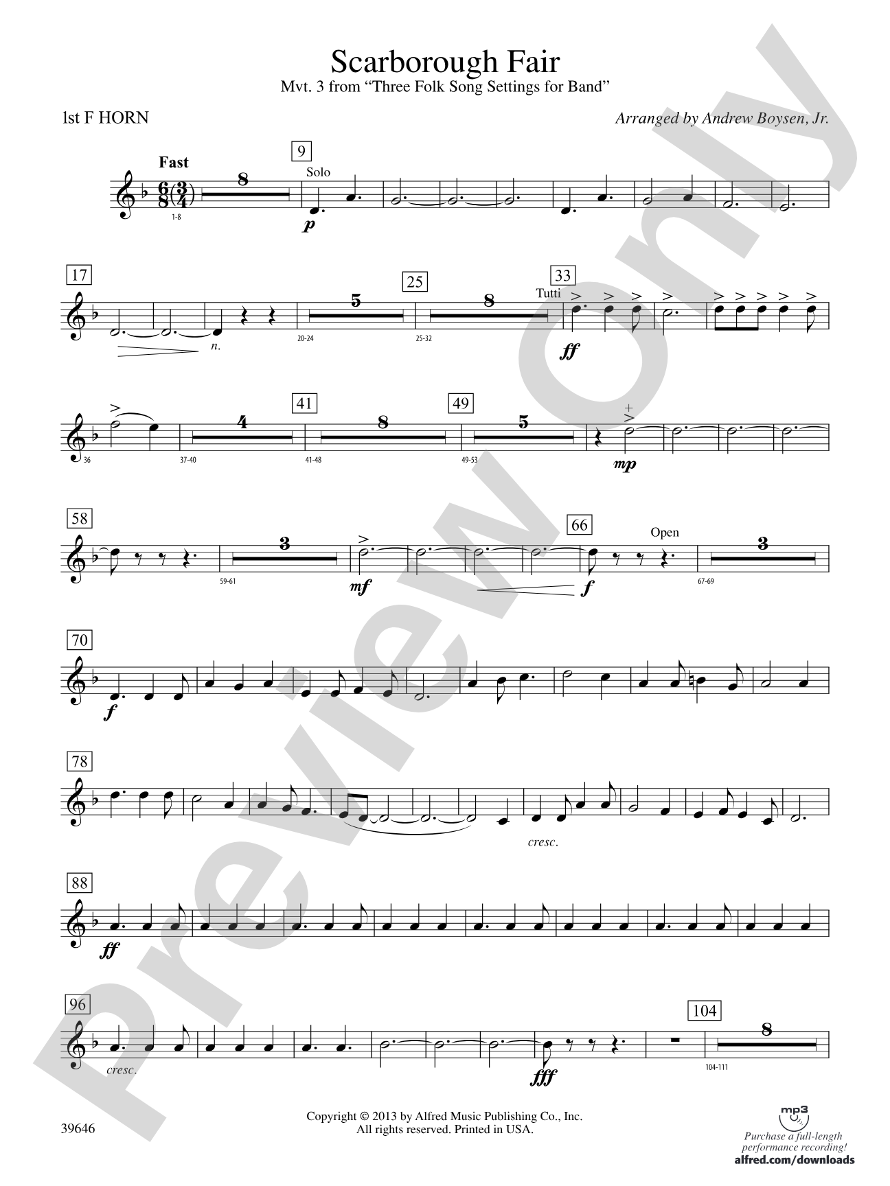 Scarborough Fair: 1st F Horn