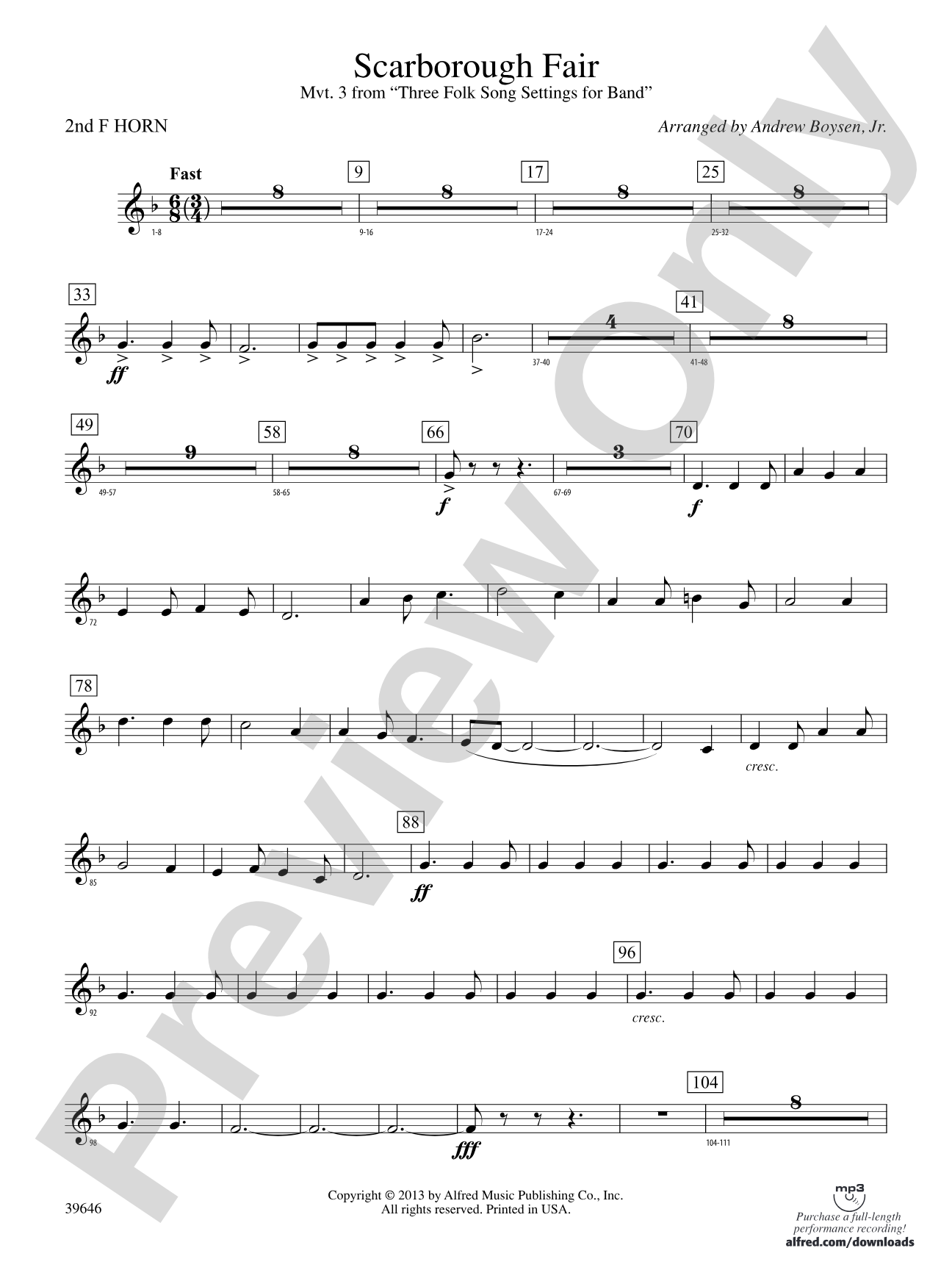 Scarborough Fair: 2nd F Horn