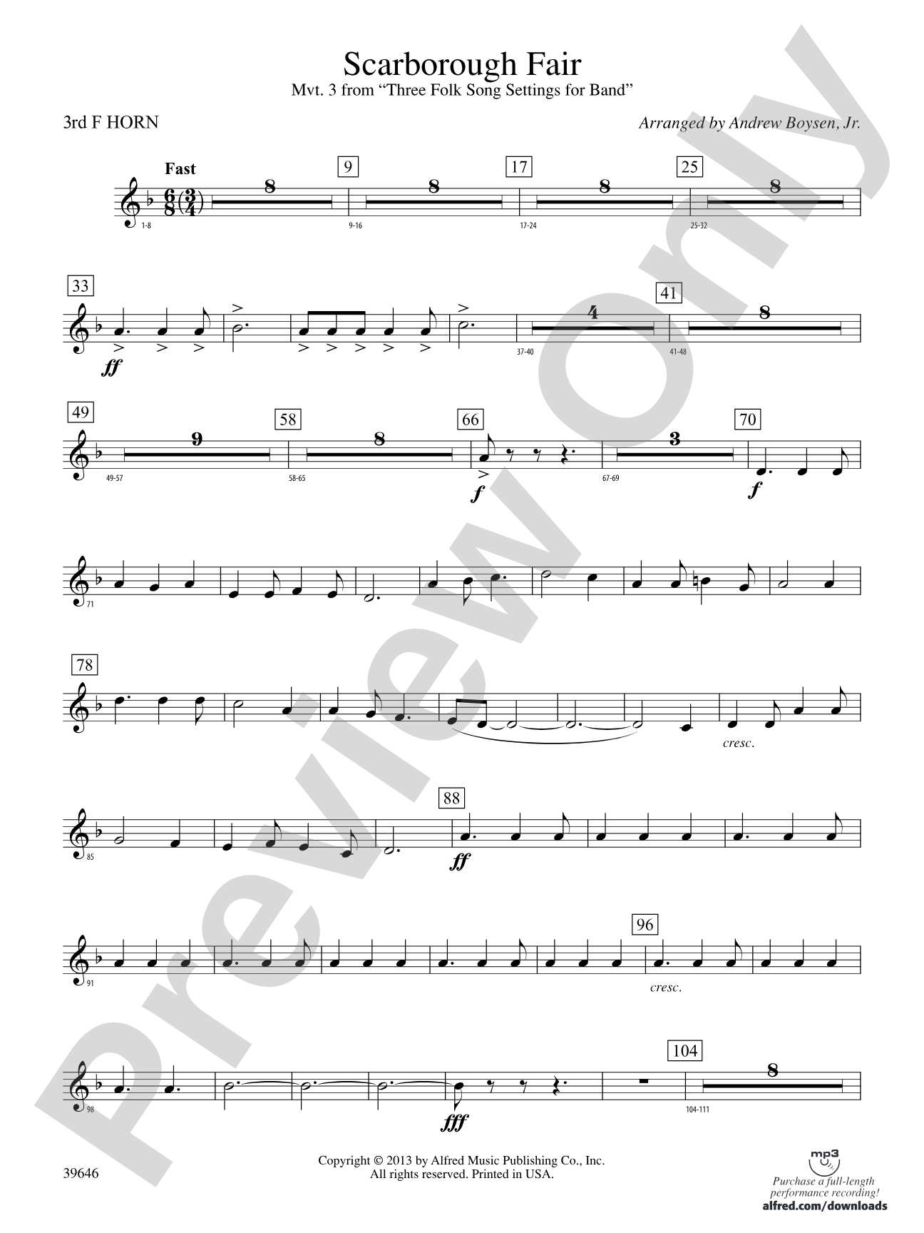 Scarborough Fair: 3rd F Horn