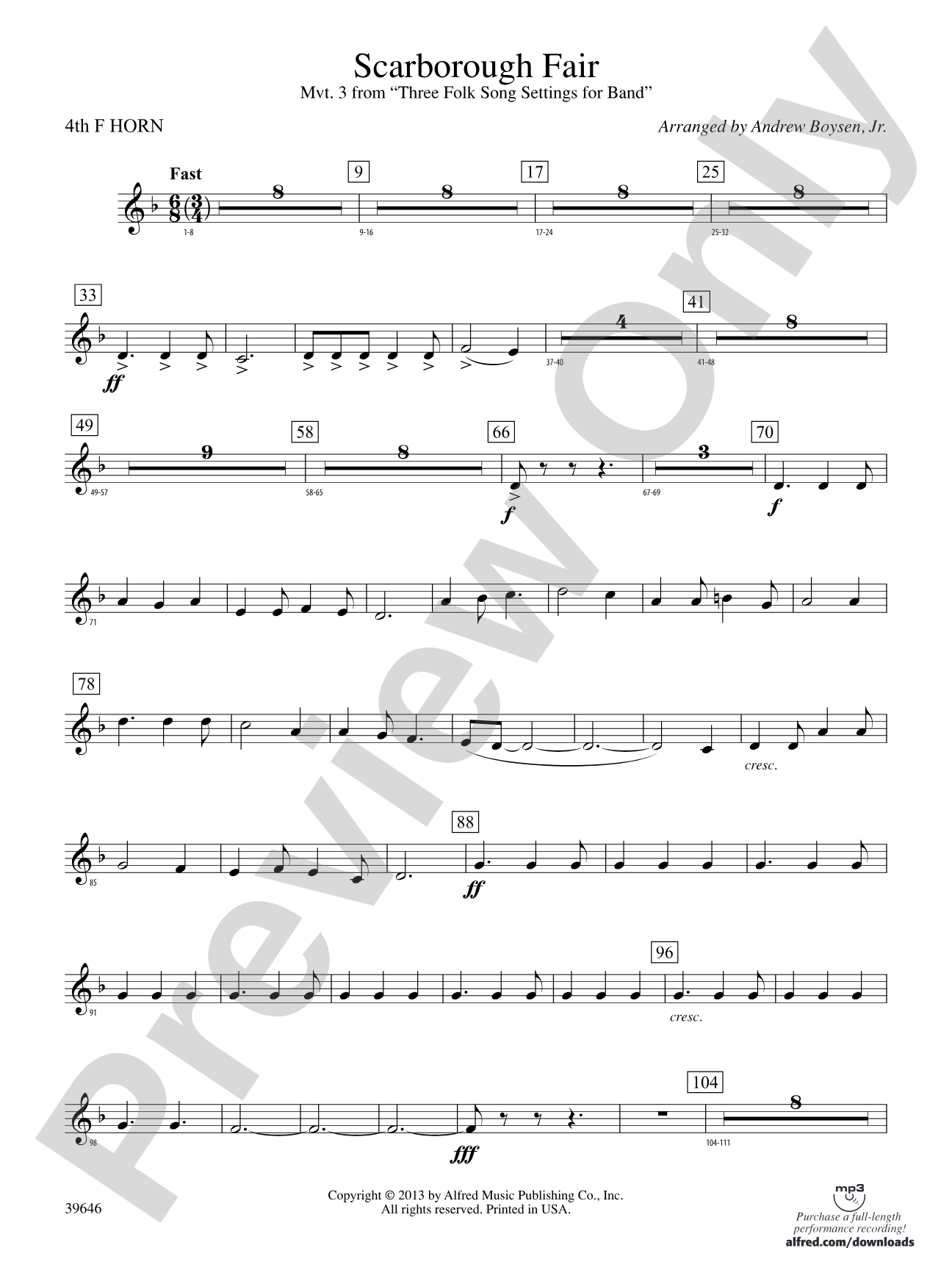 Scarborough Fair: 4th F Horn