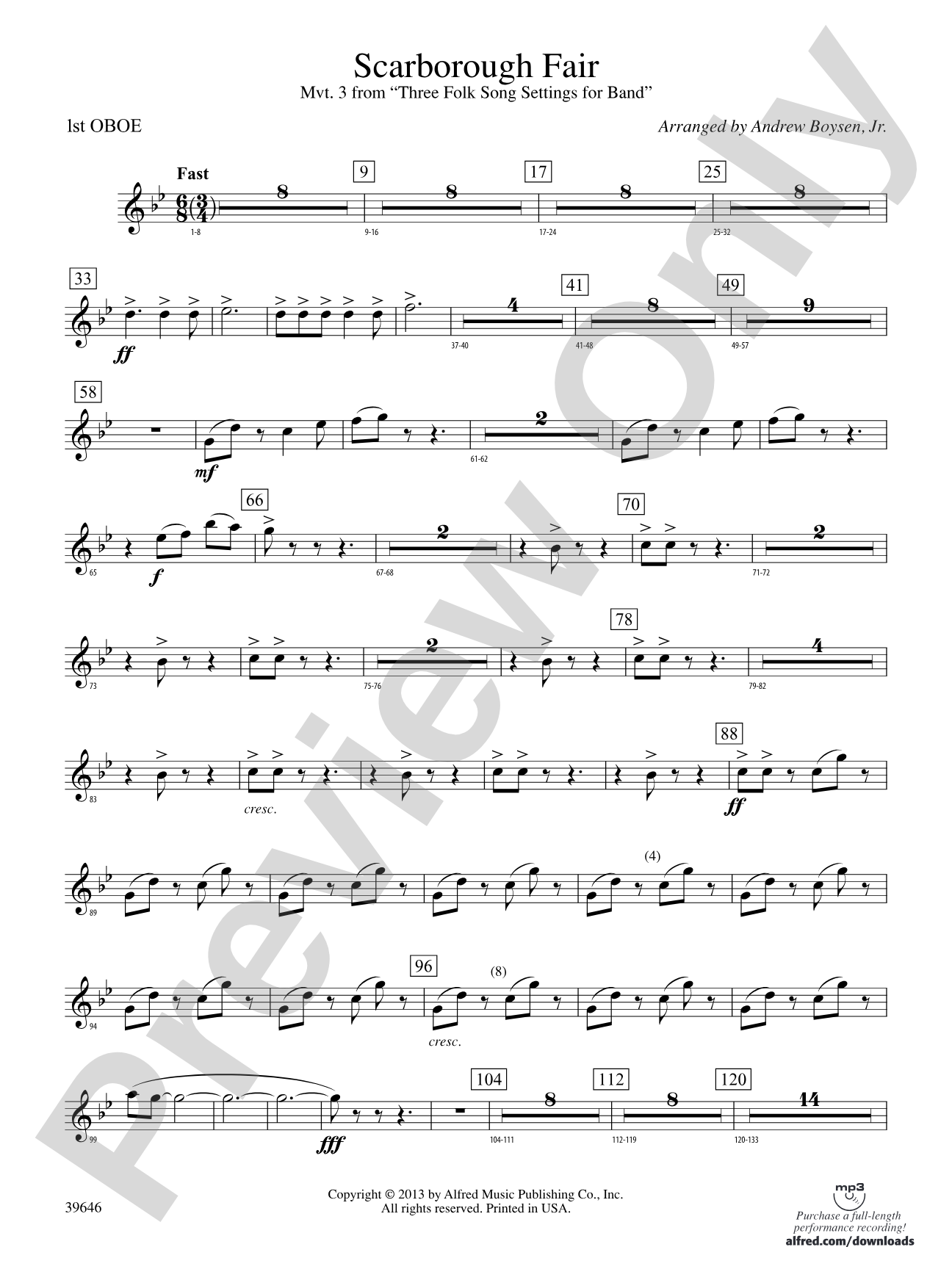 Scarborough Fair: Oboe