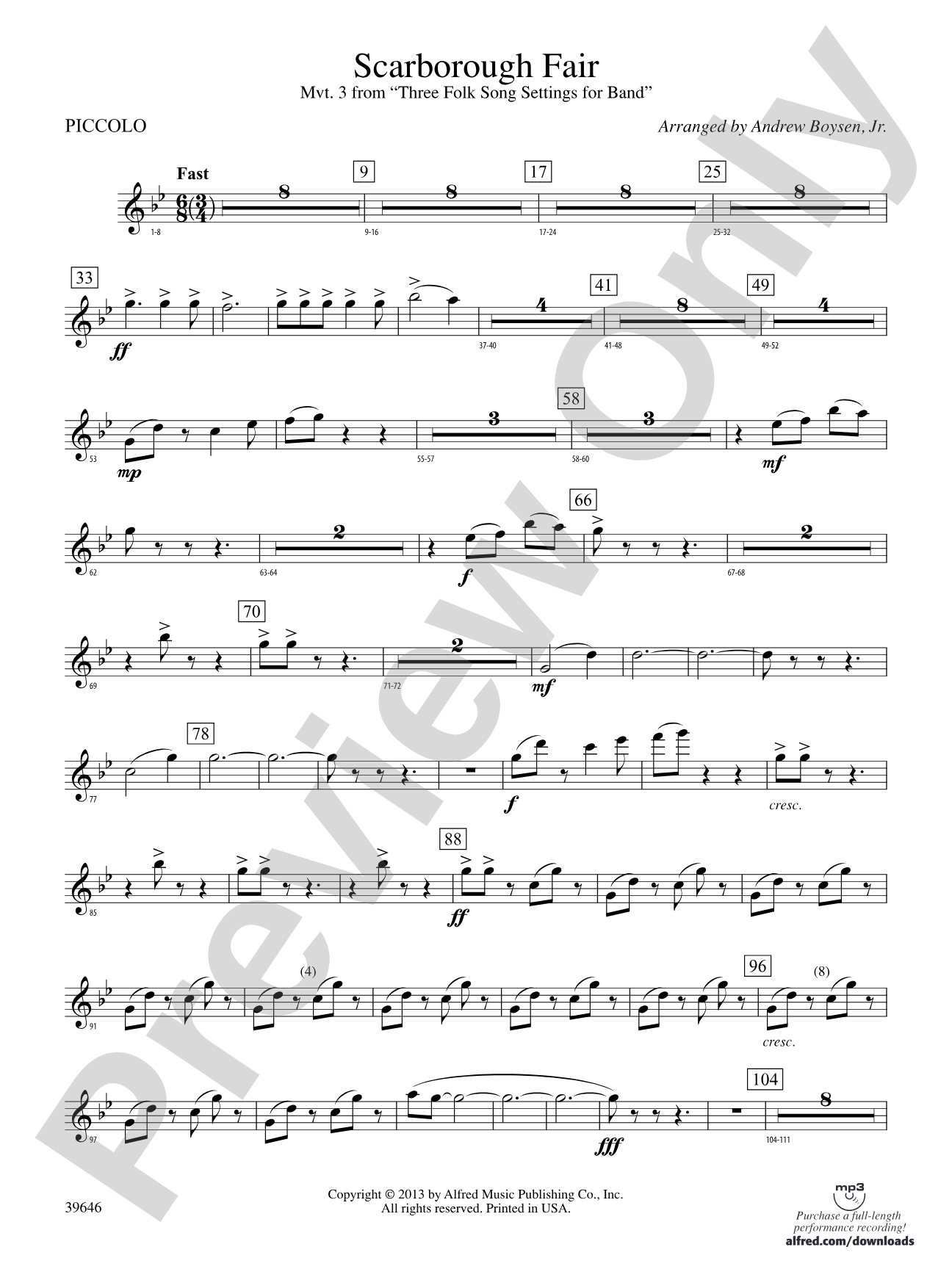 Scarborough Fair: Piccolo