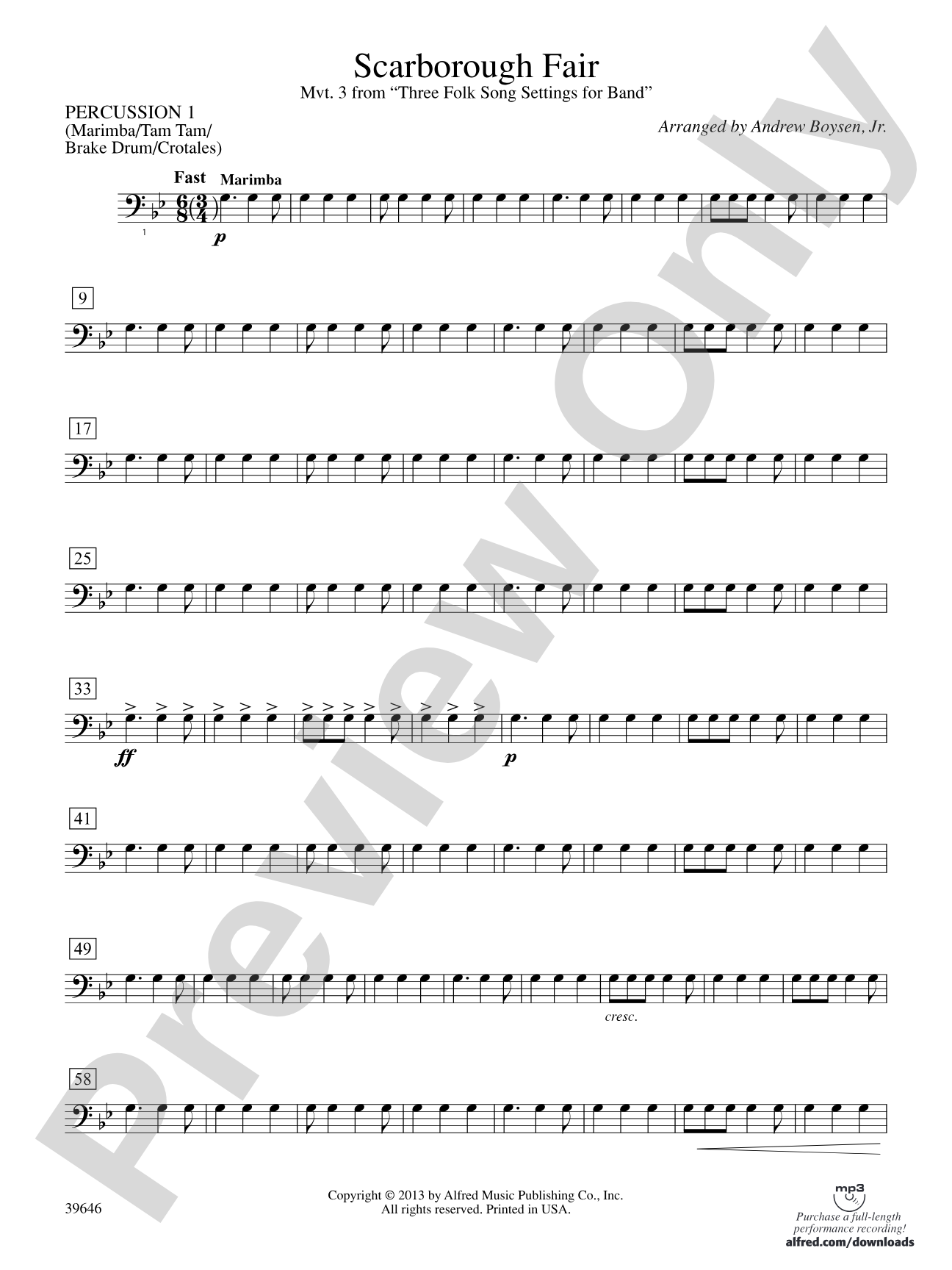 Scarborough Fair: 1st Percussion