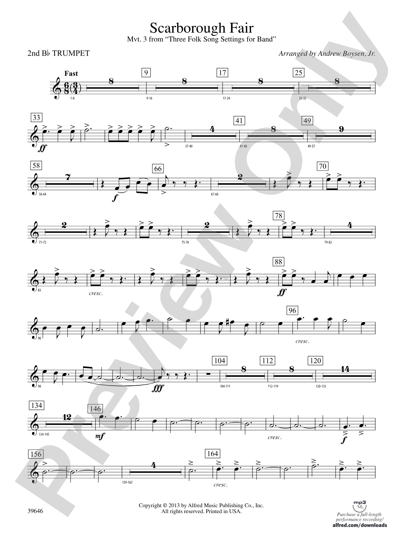 Scarborough Fair: 2nd B-flat Trumpet