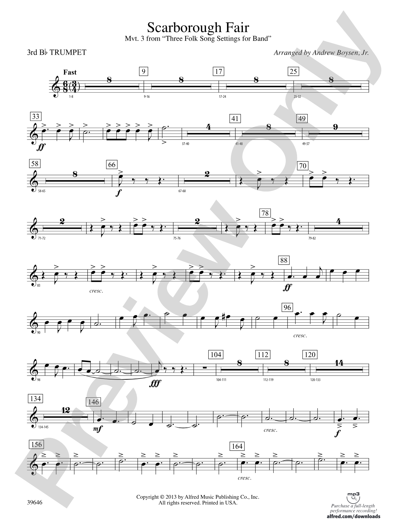 Scarborough Fair: 3rd B-flat Trumpet