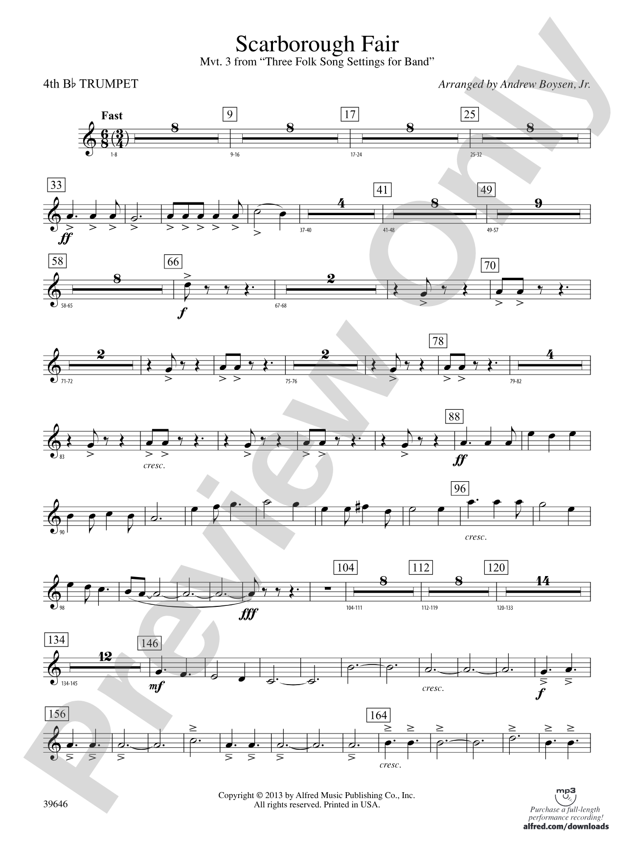 Scarborough Fair: 4th B-flat Trumpet