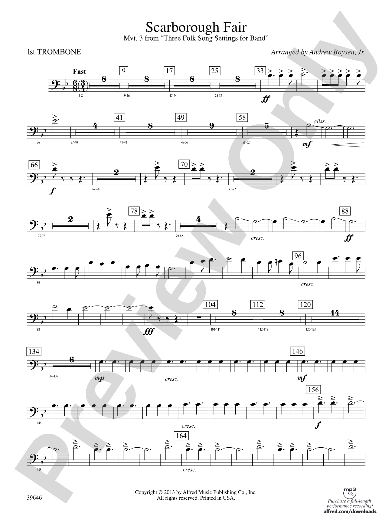 Scarborough Fair: 1st Trombone