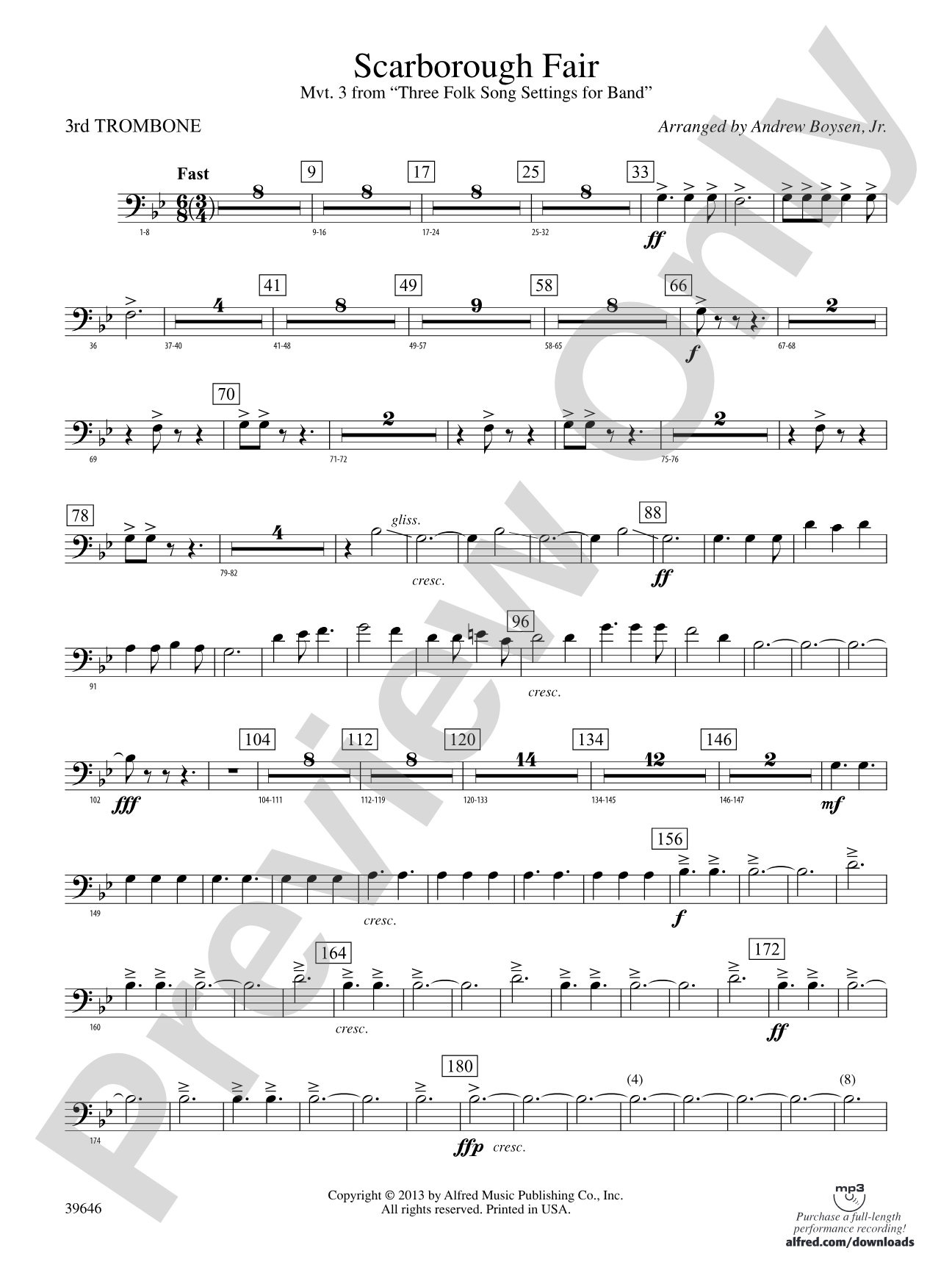 Scarborough Fair: 3rd Trombone
