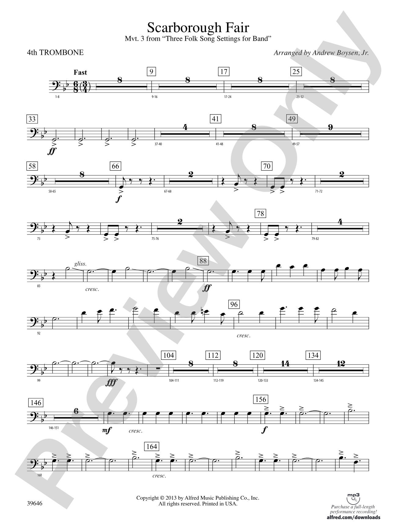 Scarborough Fair: 4th Trombone