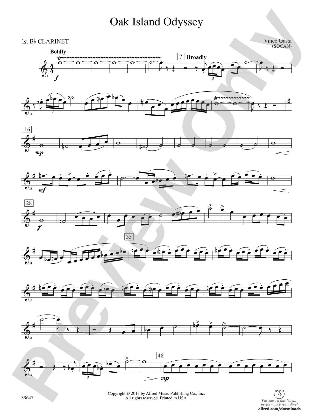 Oak Island Odyssey: 1st B-flat Clarinet