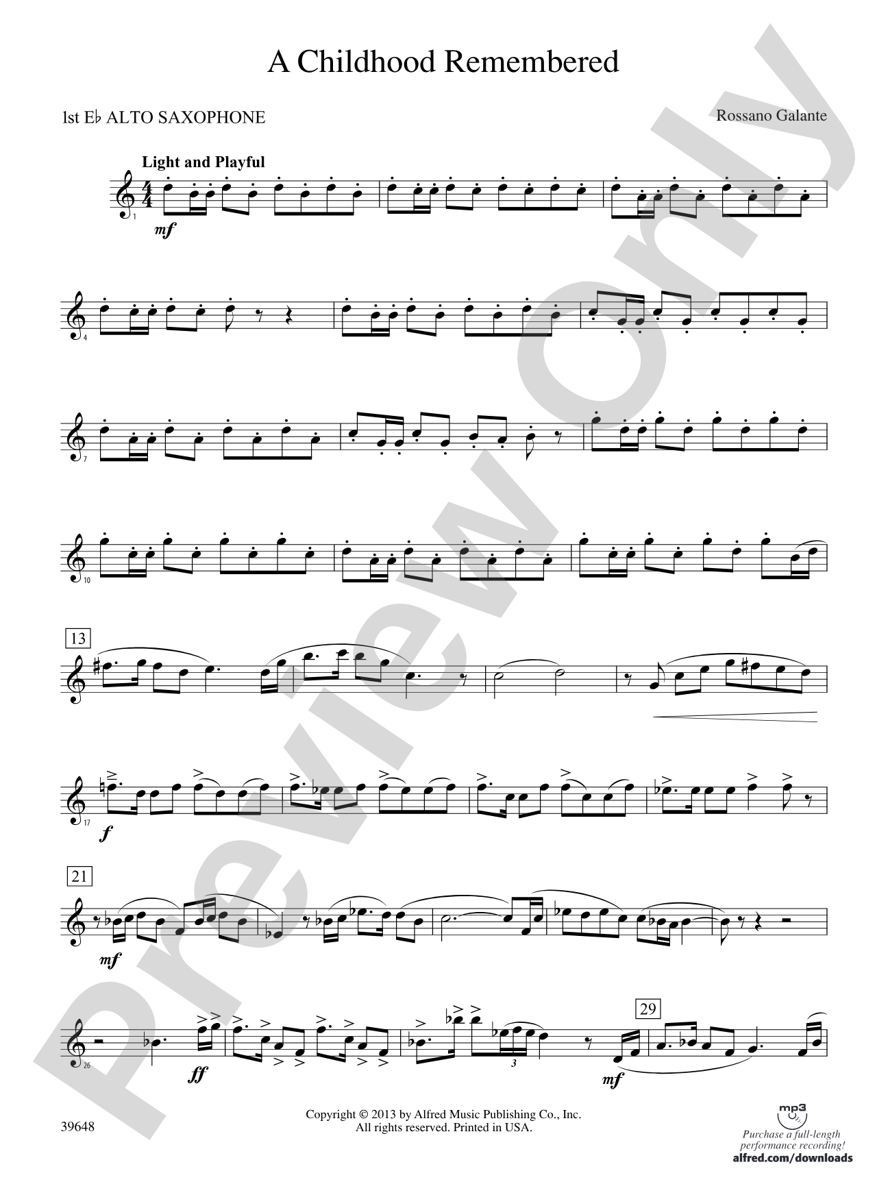 A Childhood Remembered: E-flat Alto Saxophone