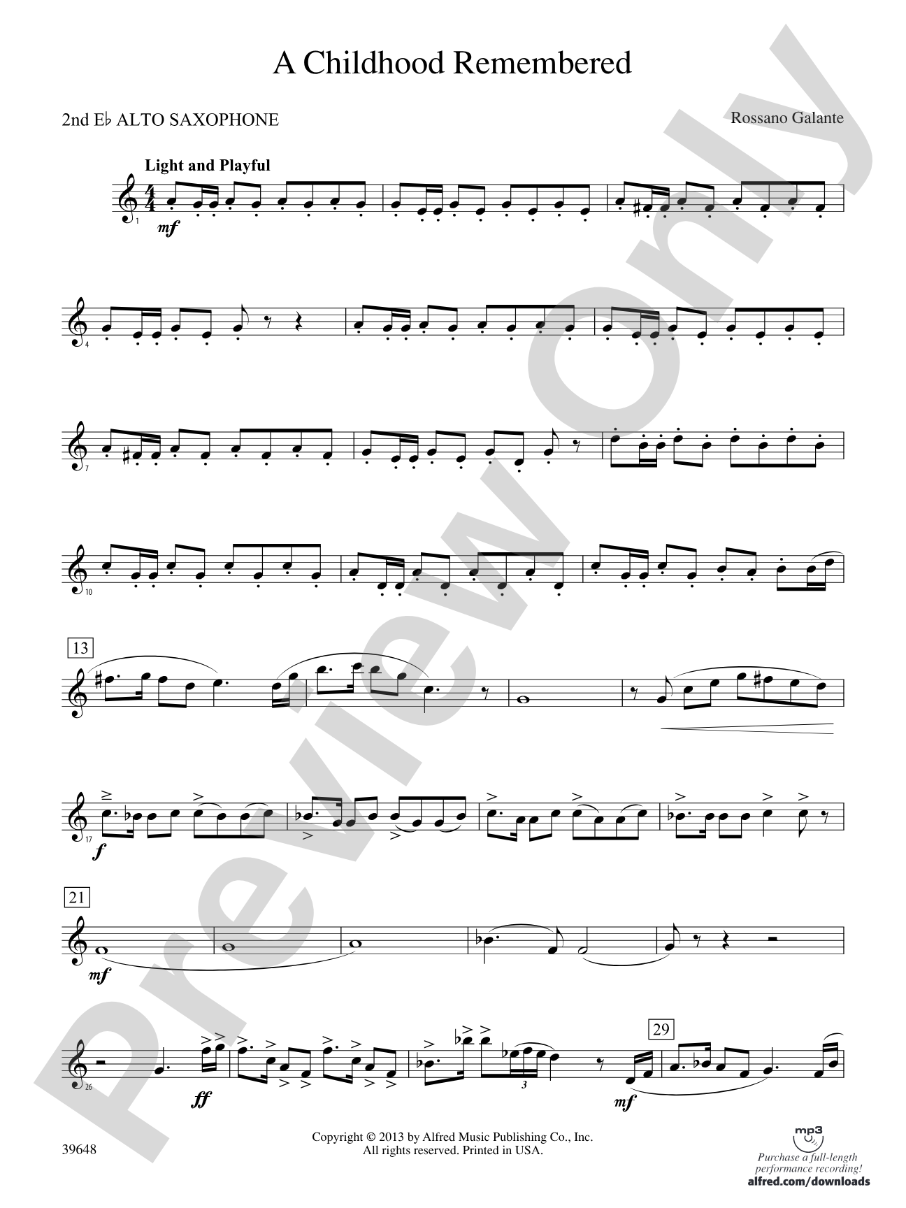 A Childhood Remembered: 2nd E-flat Alto Saxophone